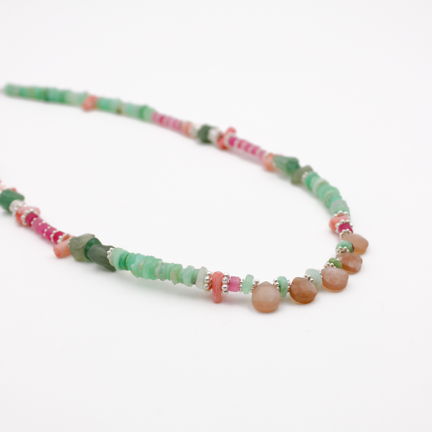 Long heishi drops necklace - flora L'ATELIER DES DAMES Silver