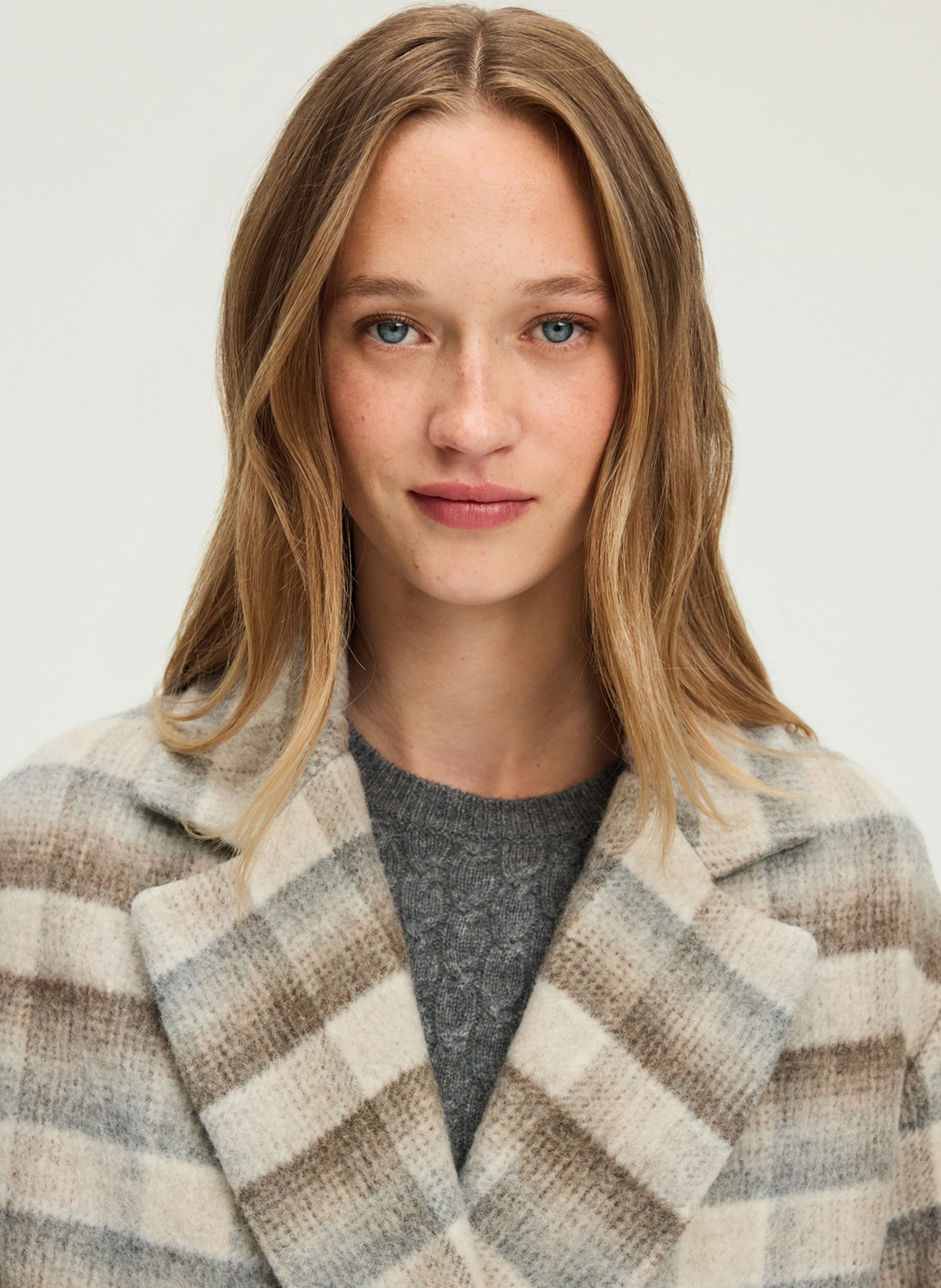 Tailored checkered coat PABLO Beige