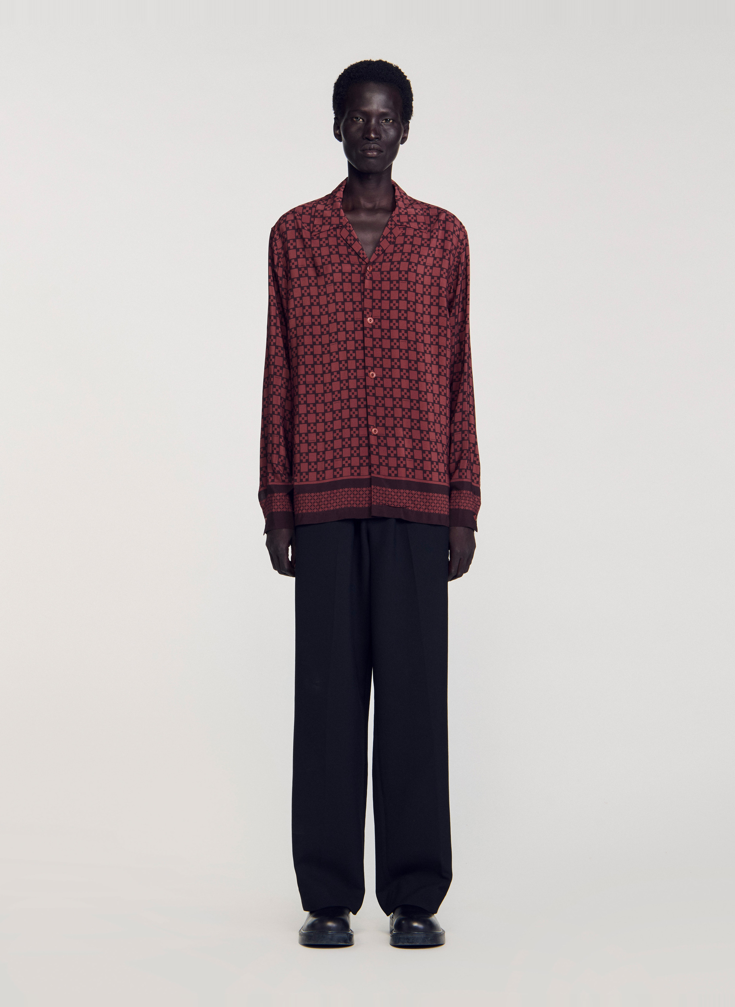 Straight Cuban collar shirt SANDRO Brown