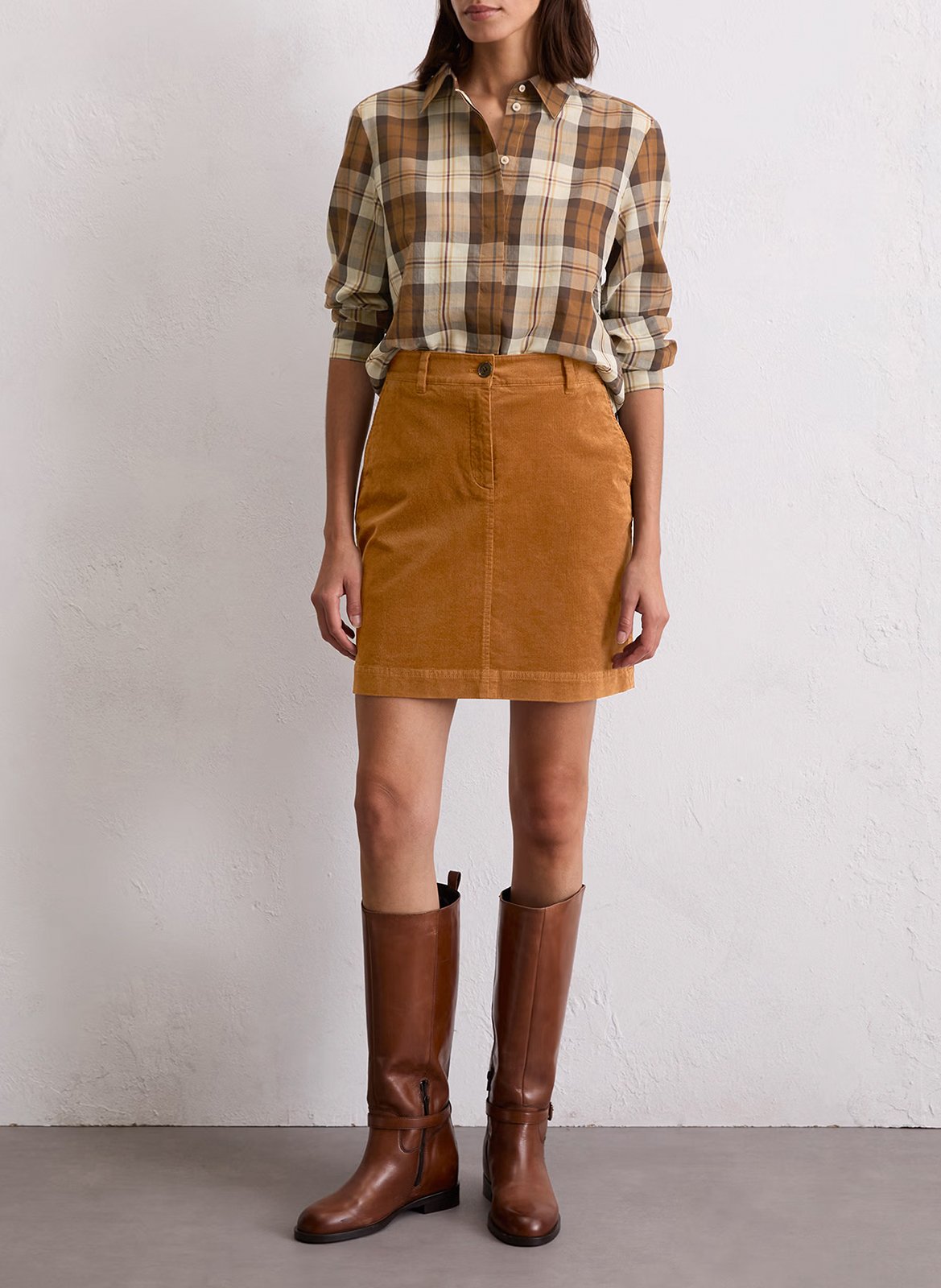 Falda corta de pana acanalada MARC O'POLO Marron