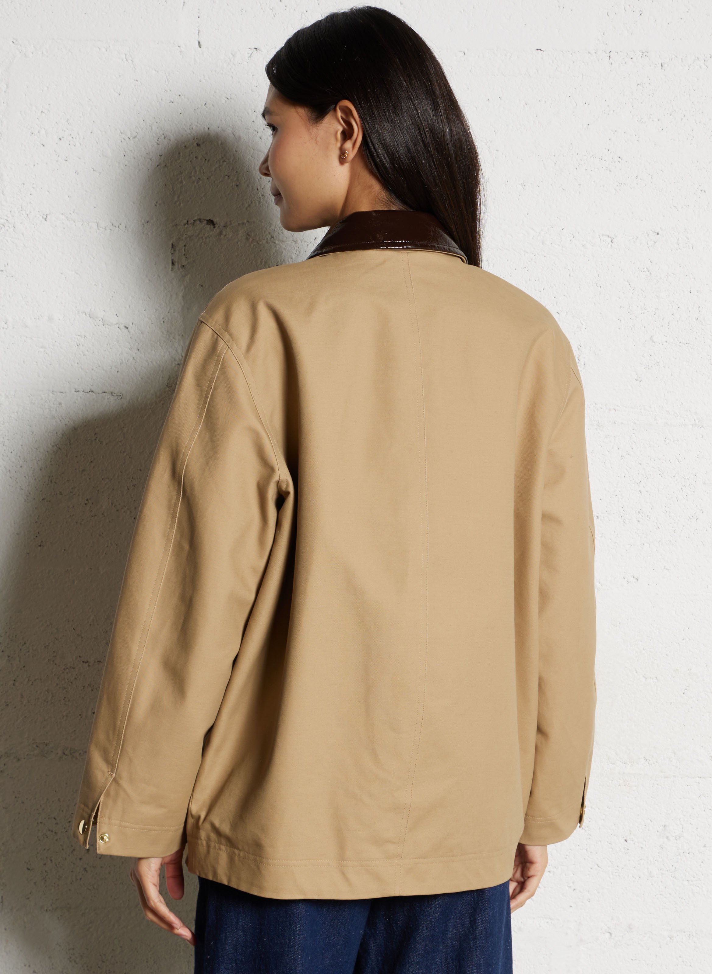 Cotton coat with classic collar DES PETITS HAUTS Beige