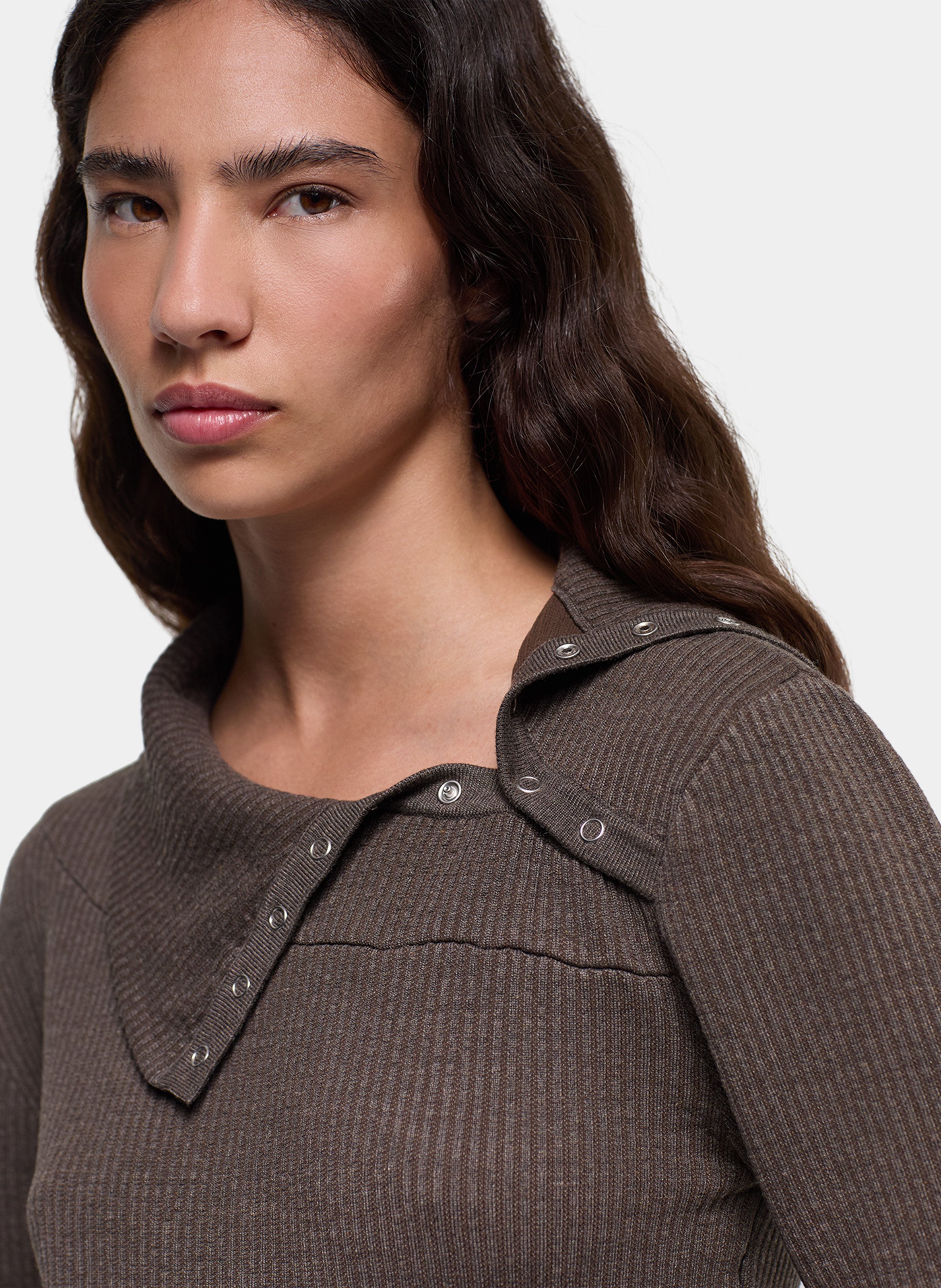 Robe courte col montant en coton mélangé LAAGAM Argent