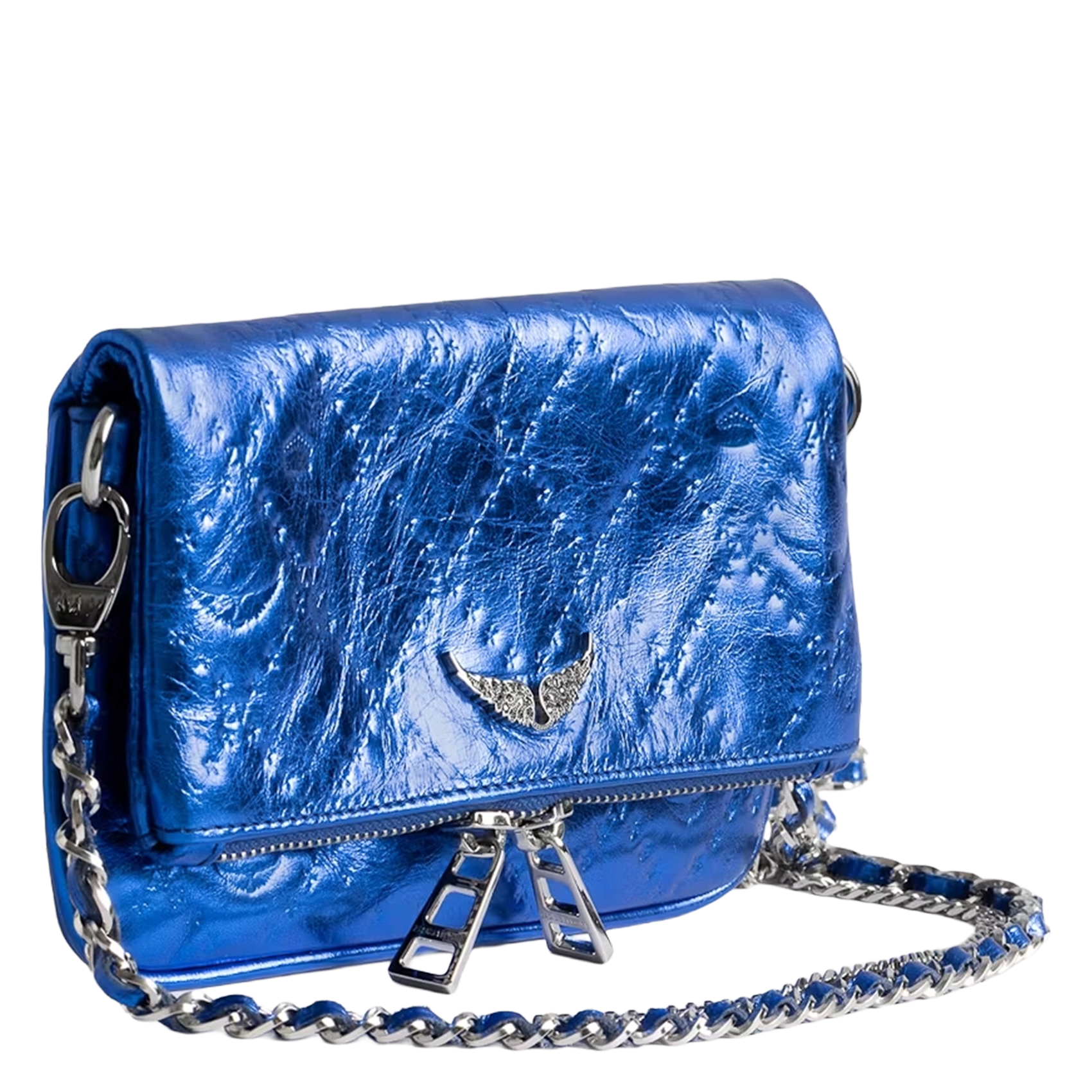 Glanzende, leren crossbodytas ZADIG&VOLTAIRE Blauw