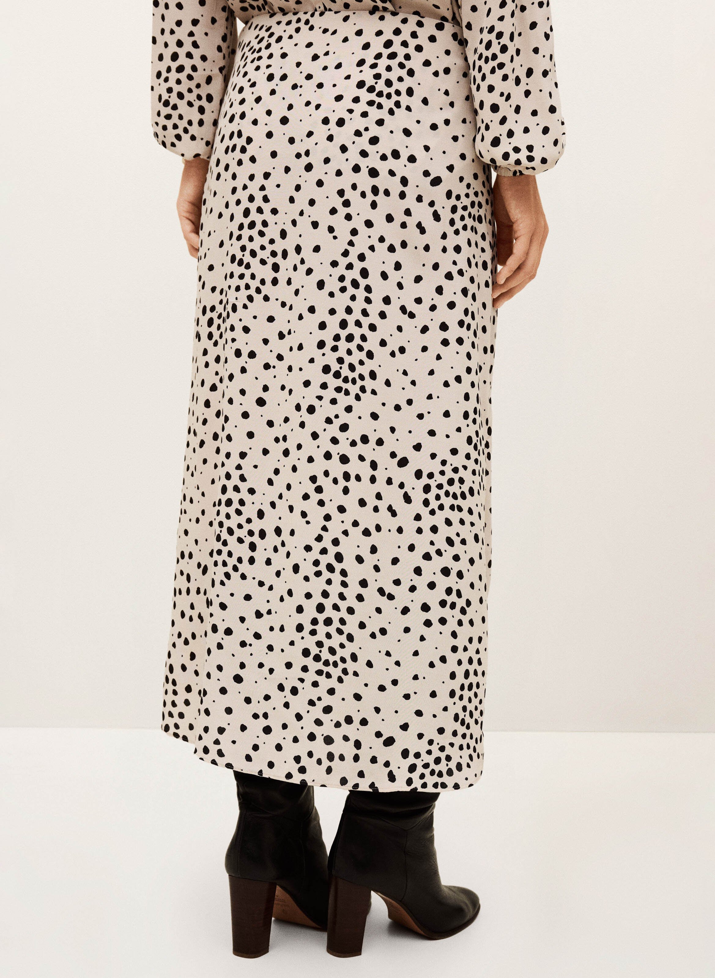 Jupe midi droite motif pois BA&SH Beige