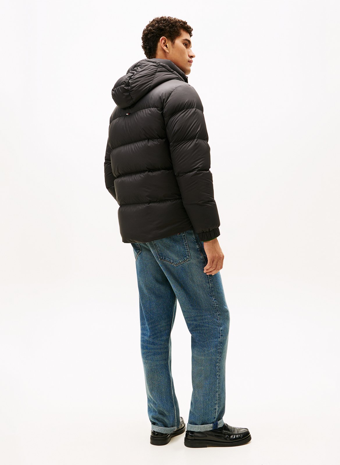 Doudoune col montant unie à capuche TOMMY HILFIGER Noir