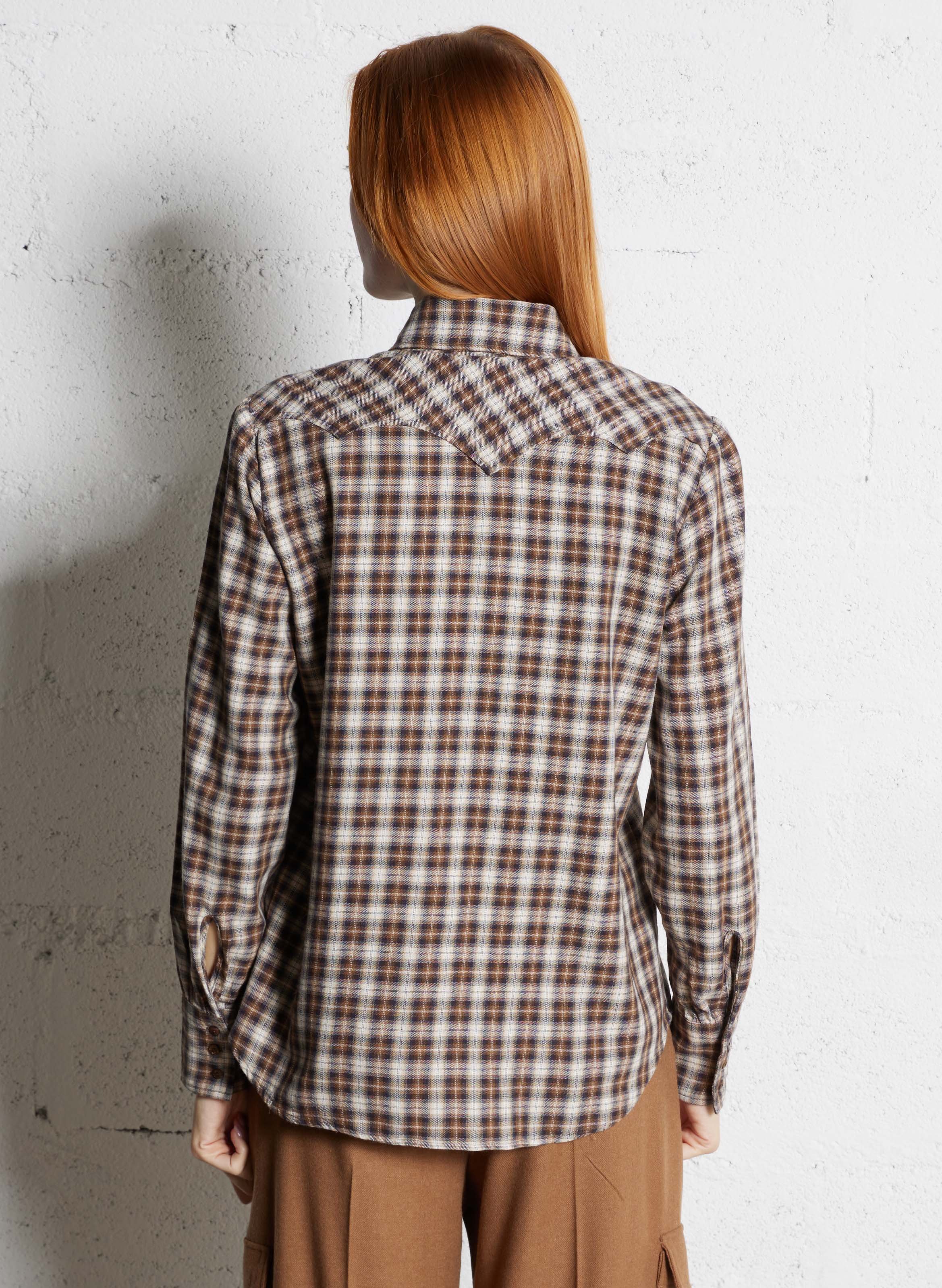 Chemise droite col classique à carreaux DIEGA Marron