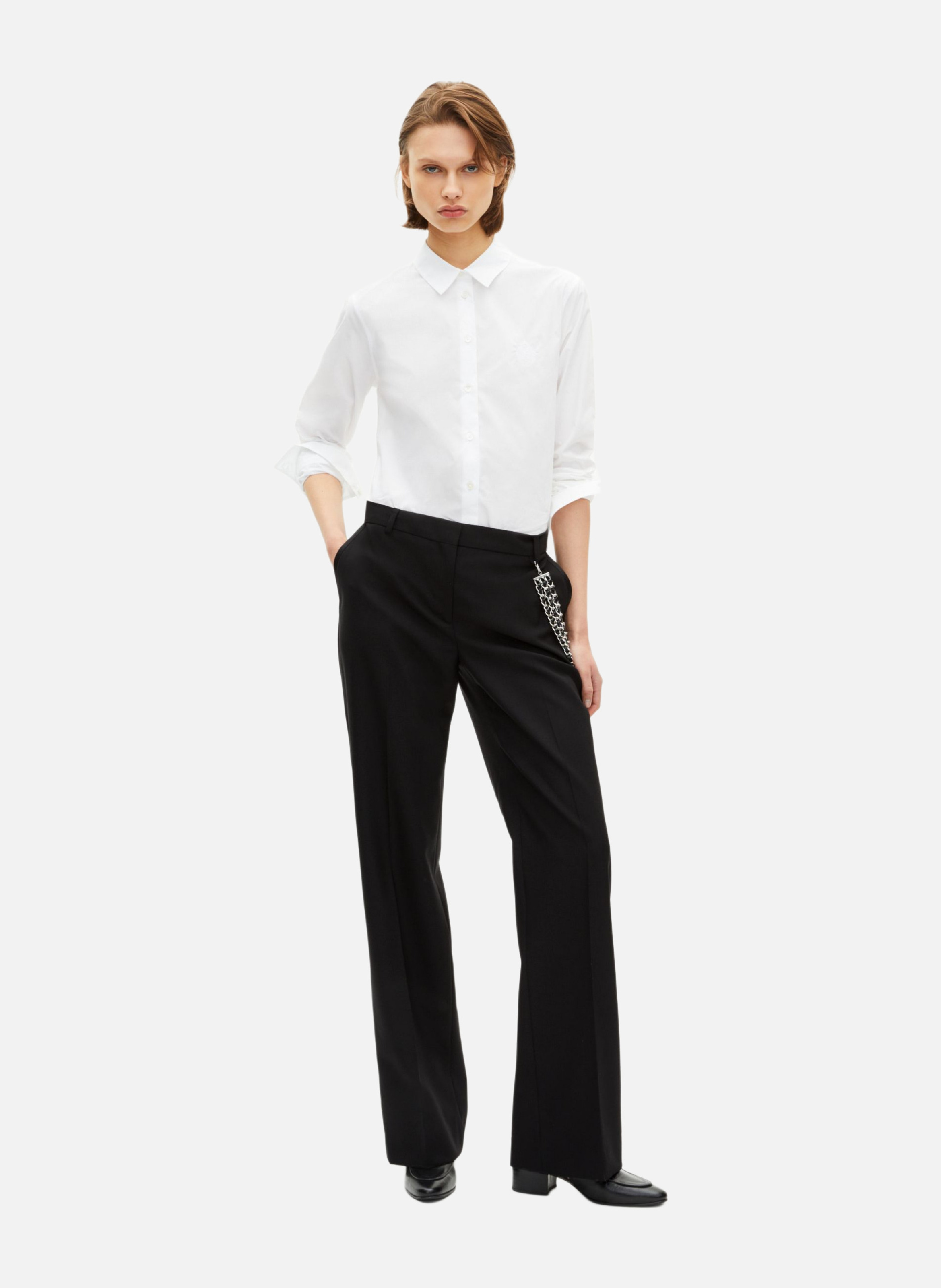 Wide-leg tailored trousers with satin details THE KOOPLES Black