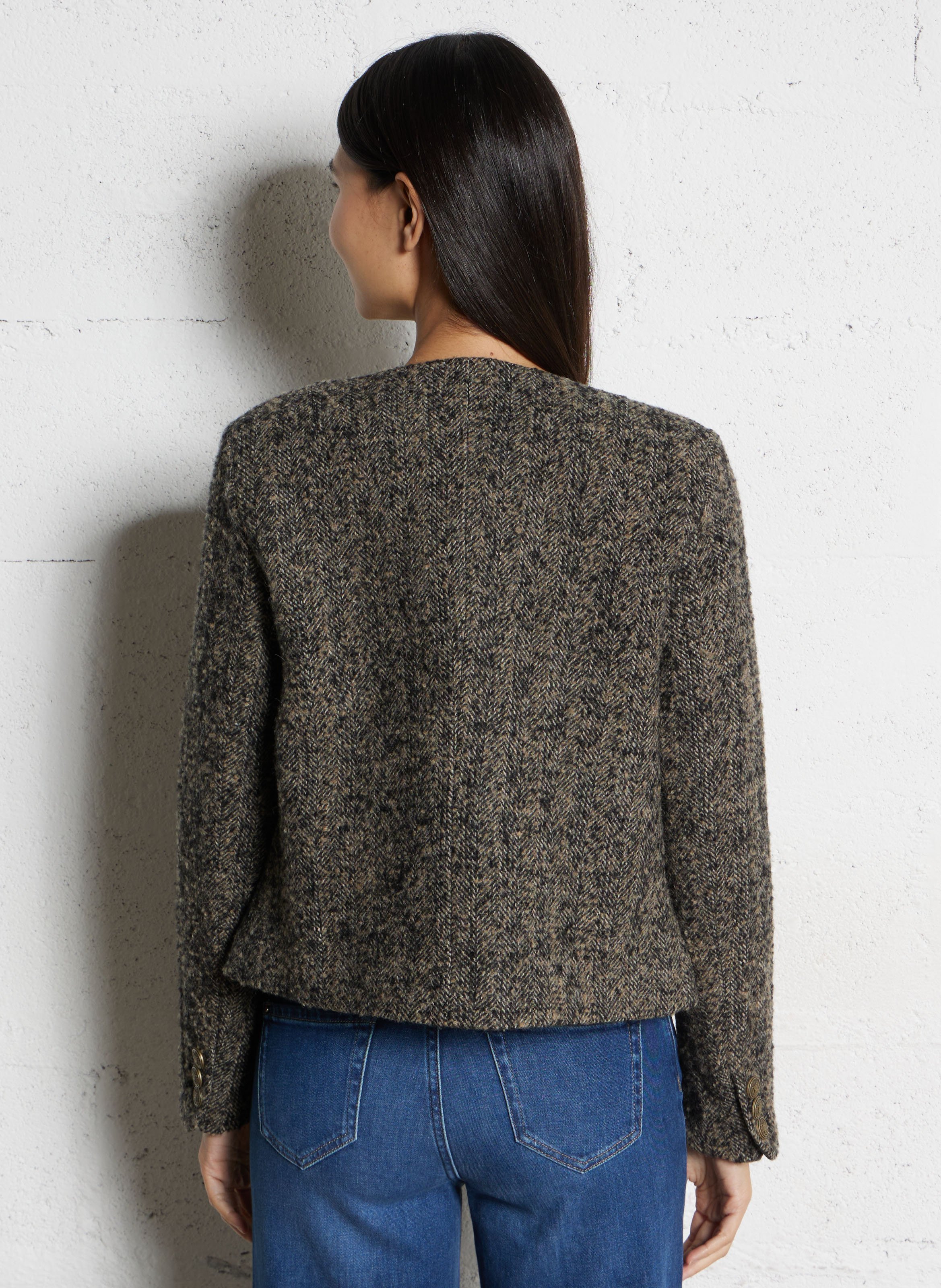 Short buttoned jacket in blended wool MAISON 123 Grey