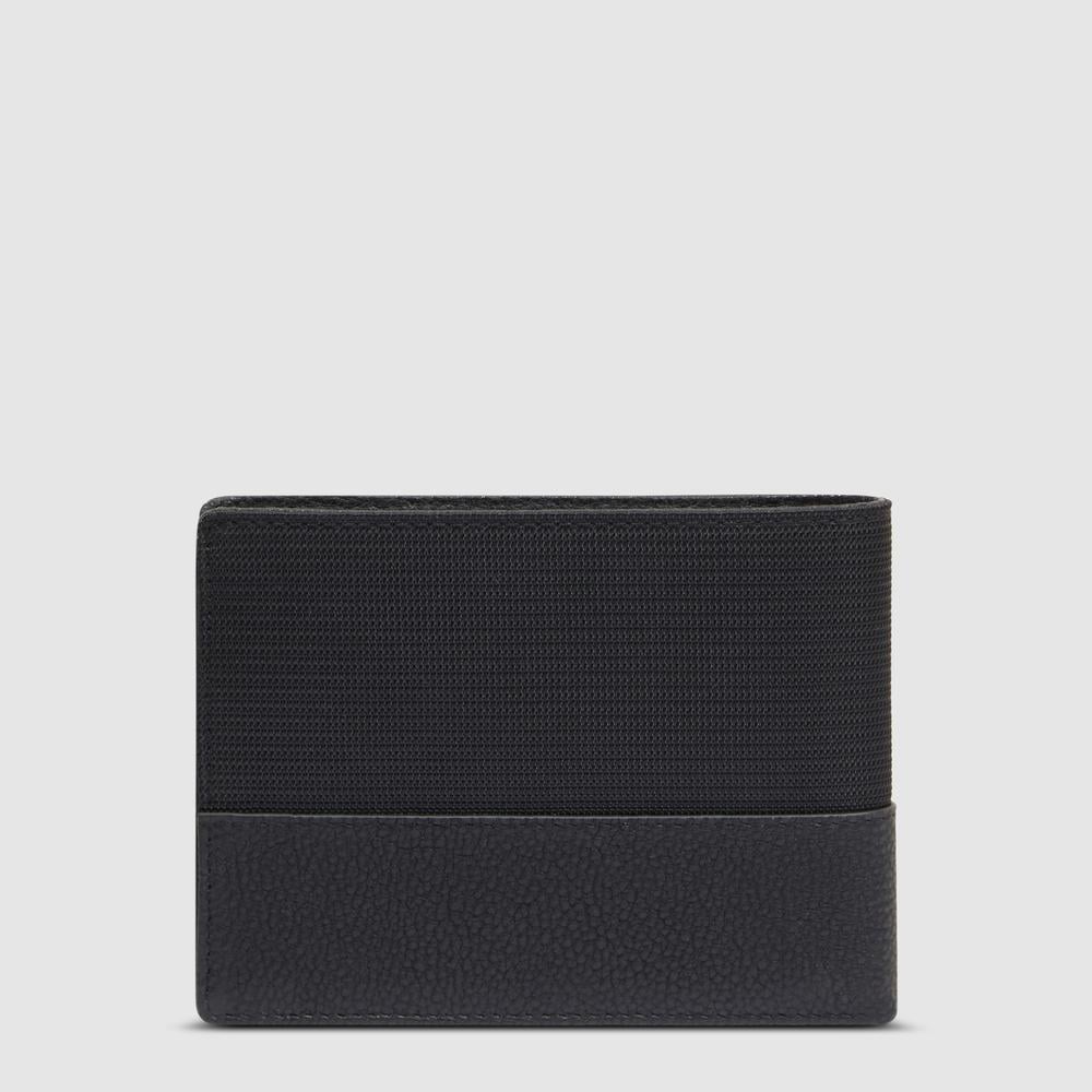 Men's wallet in recycled fabric and leather with coin pocket and RFID protection PIQUADRO Black
