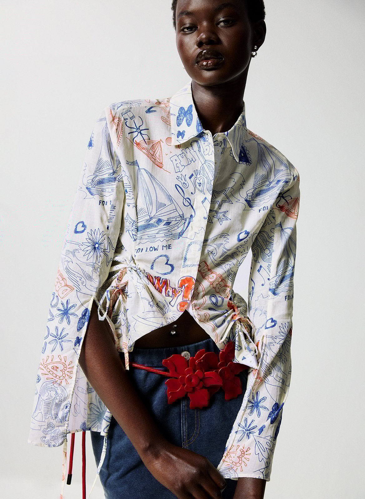 Chemise cintrée à motifs en coton DESIGUAL Blanc