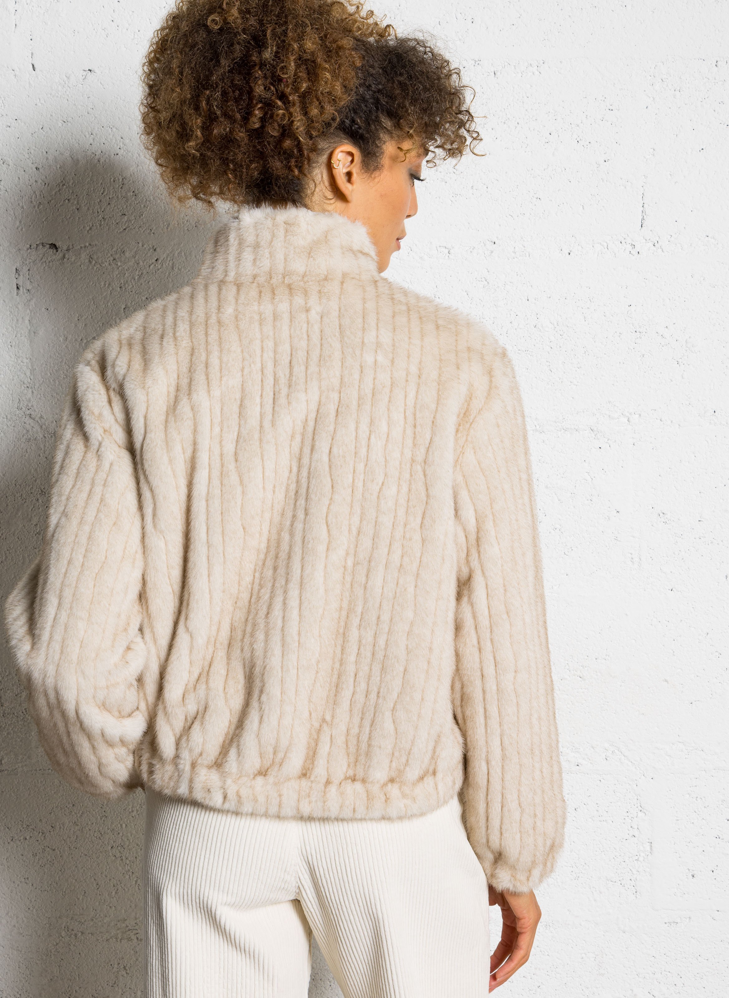 Jas met opstaande kraag van imitatiebont SUD EXPRESS Beige