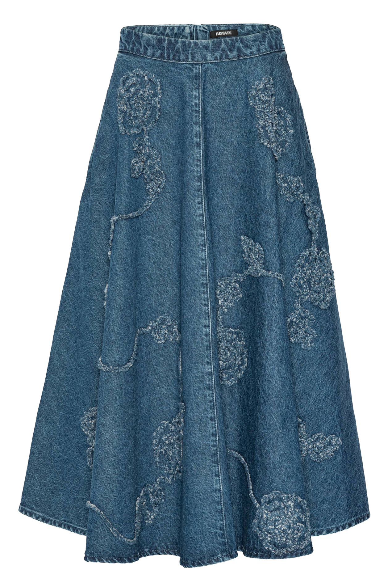 Ausgestellter Midi-Rock mit Blumenmuster ROTATE Blau