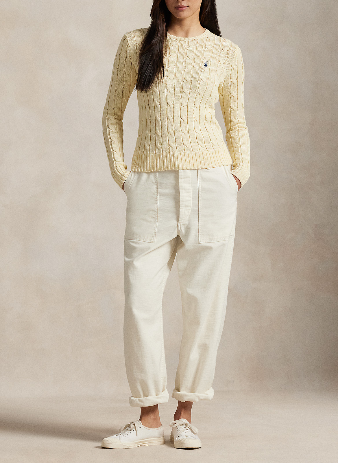 Aansluitende ronde hals trui van katoen POLO RALPH LAUREN Beige