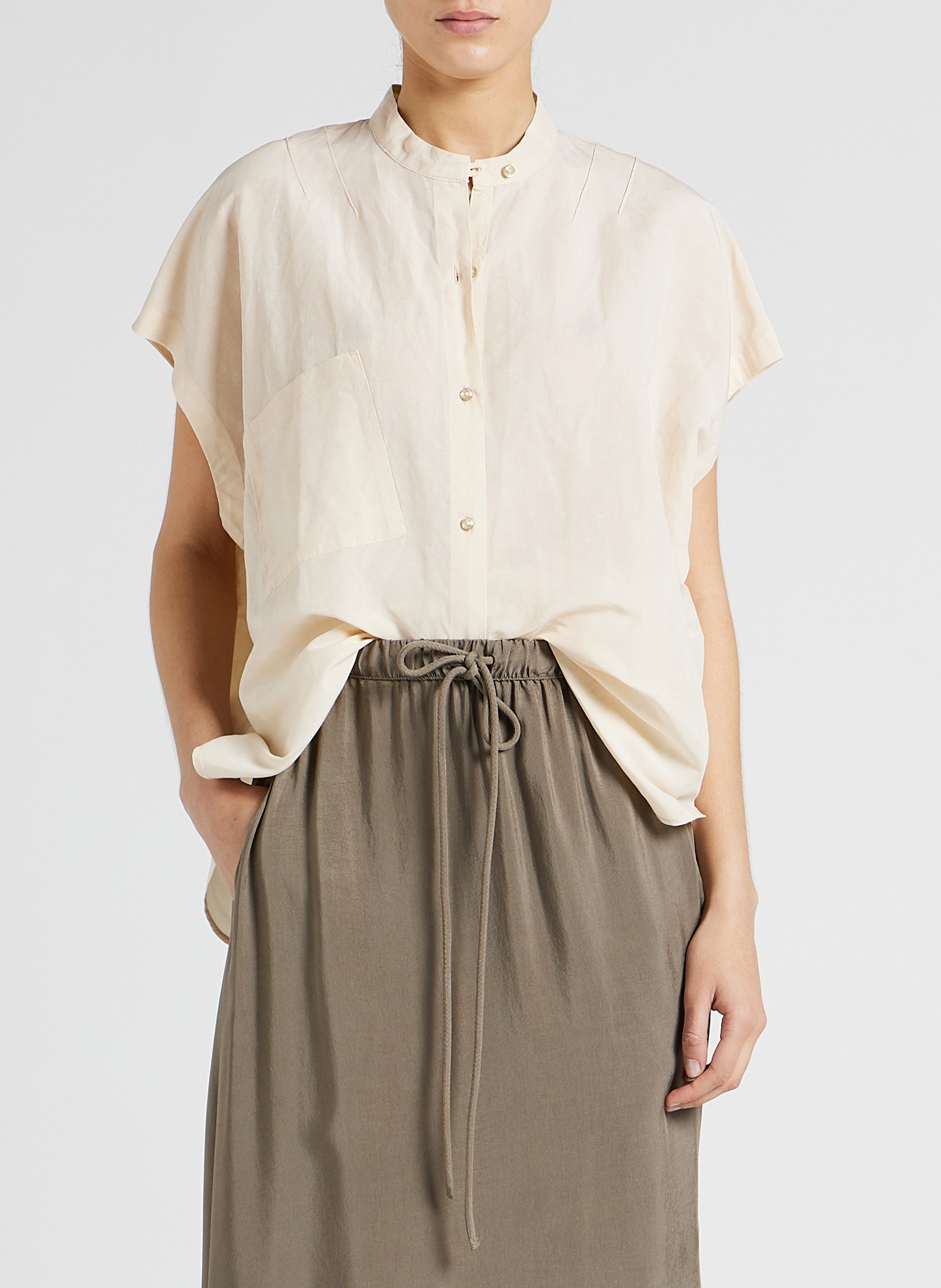 Top col rond en lin mélangé  HUMANOID Beige