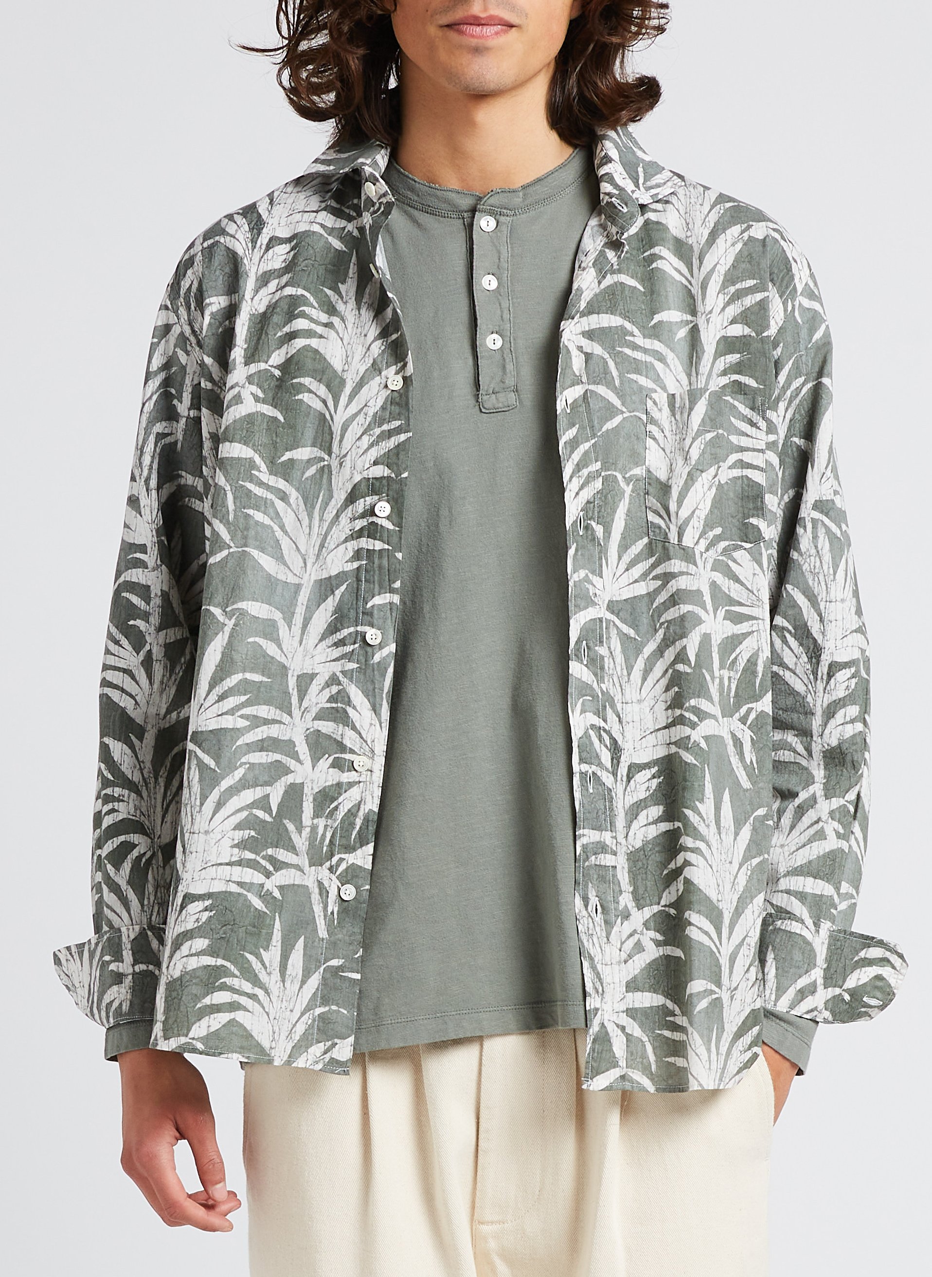 Regular-Fit-Baumwollhemd mit Print HARTFORD Grau