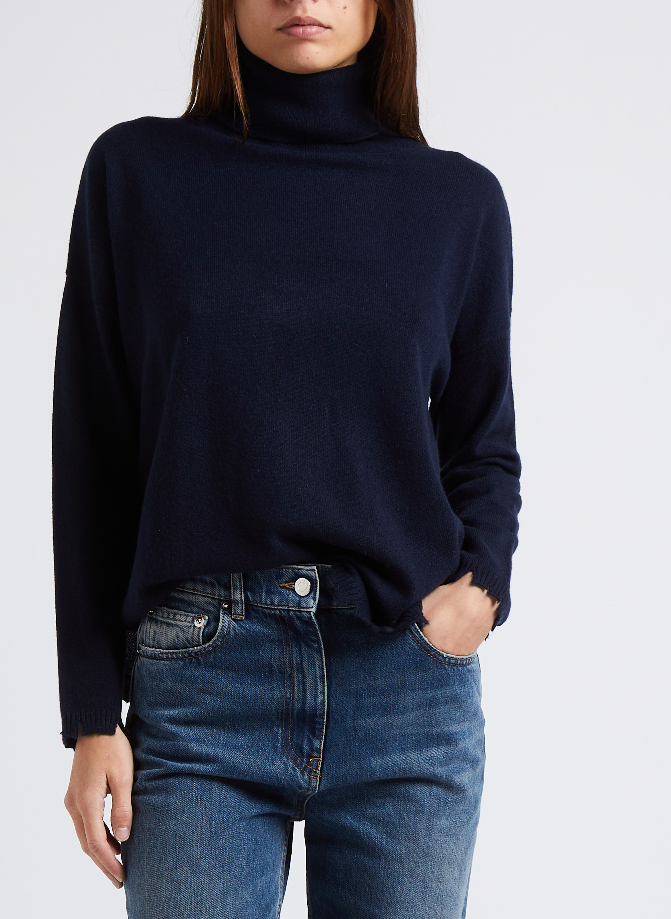 Weiter Rollkragenpullover aus Kaschmir KUJTEN Blau