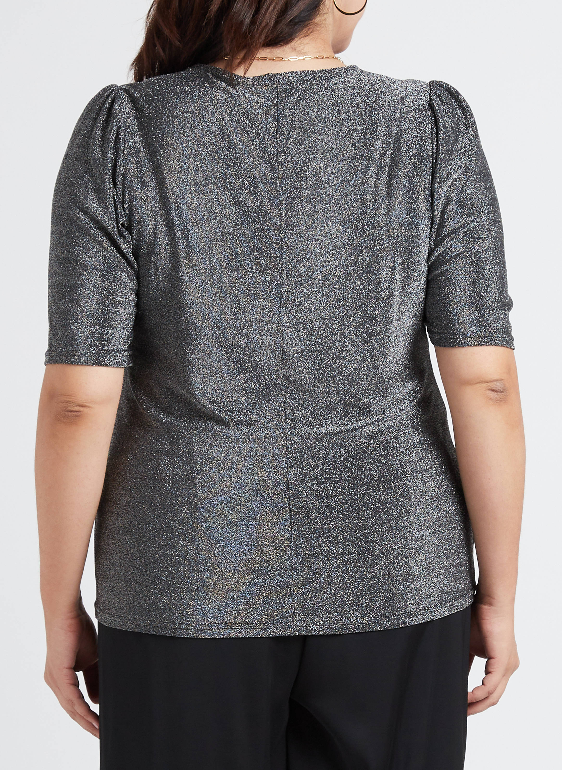 Glitter V-neck top EVOKED Silver