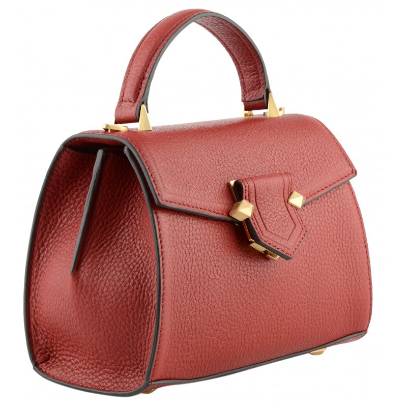Calfskin leather handbag POURCHET Red