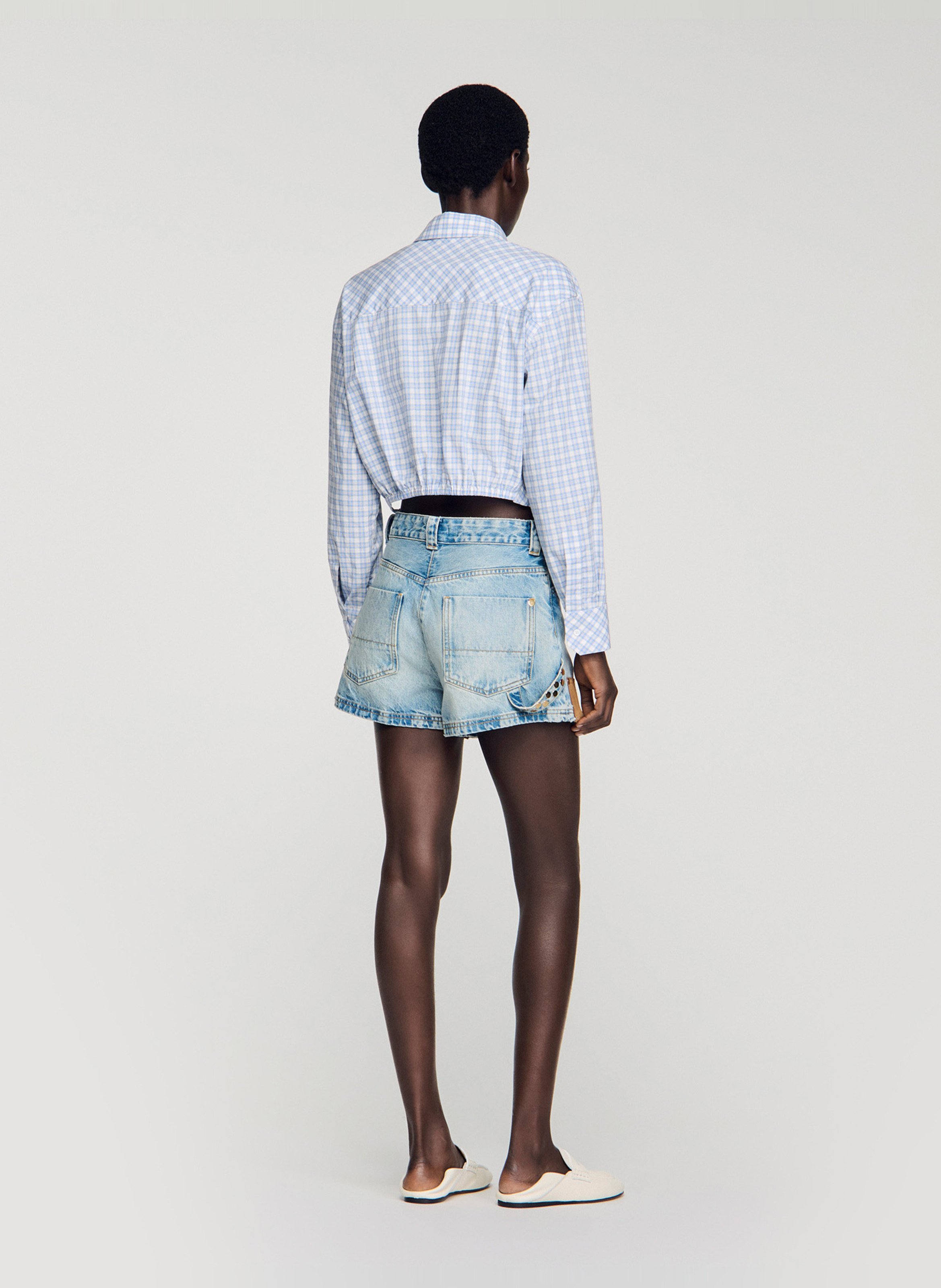 Straight cotton shorts SANDRO Blue