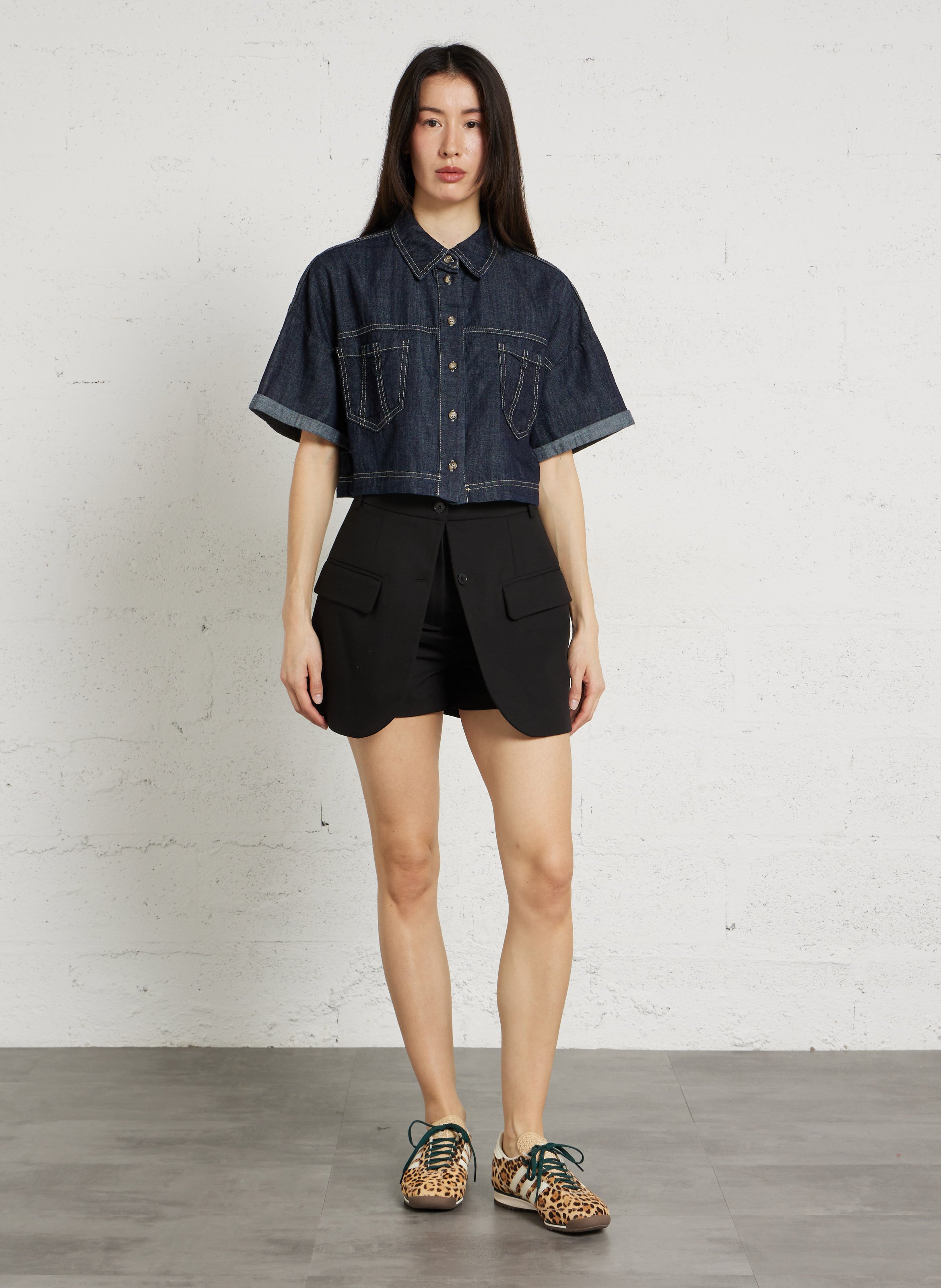 Cotton jacket with classic collar PLEASE Blue