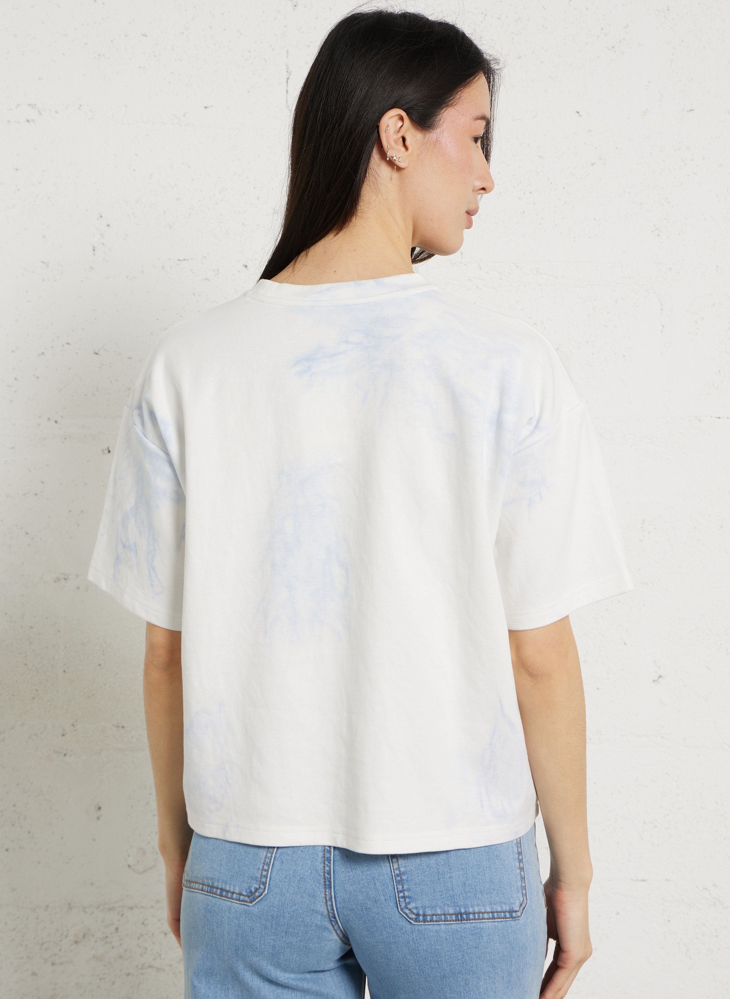 Tee-shirt boxy imprimé Tie&Dye en coton mélangé LA PETITE ETOILE Beige