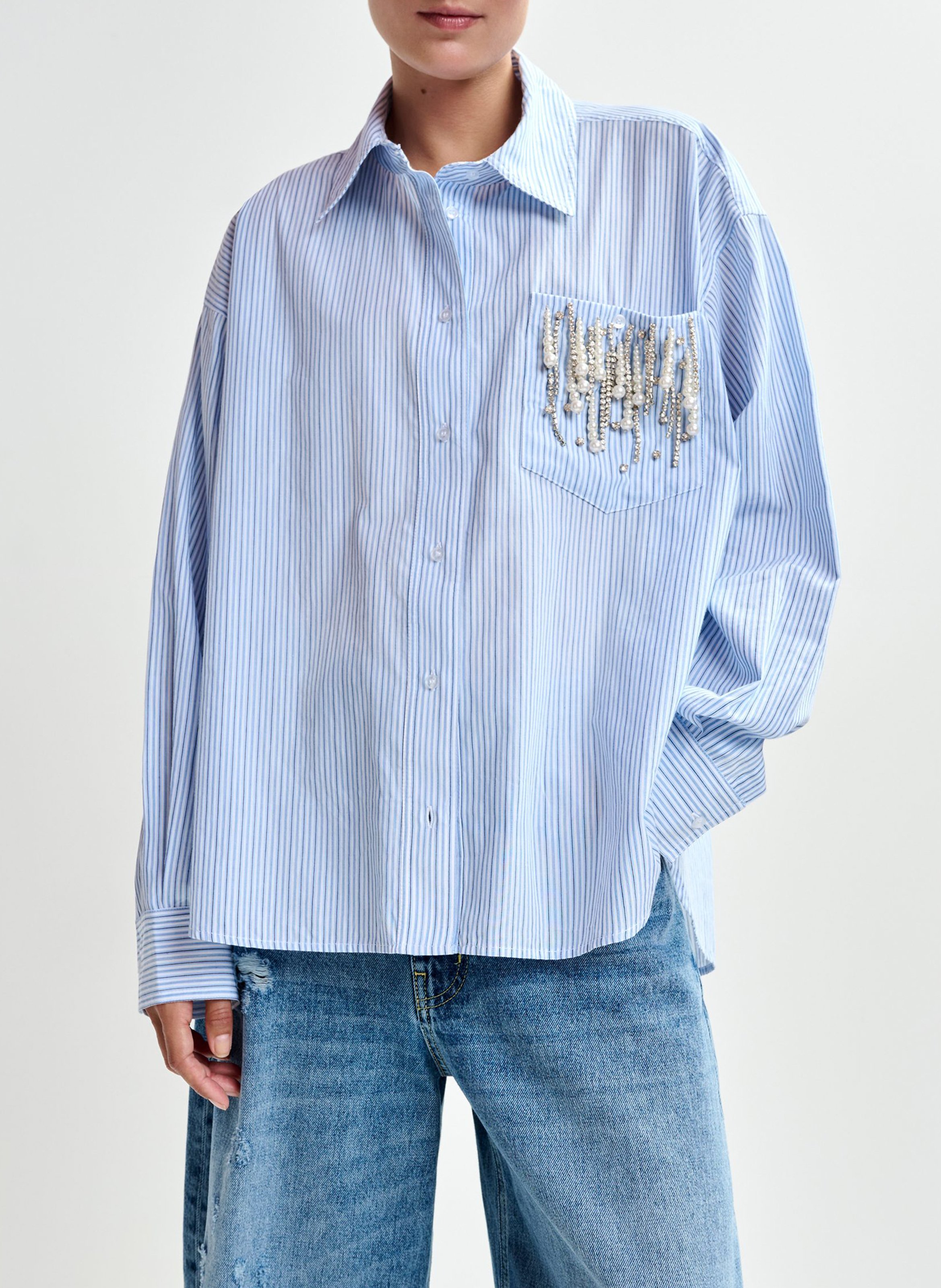 Blouse met klassieke kraag ESSENTIEL ANTWERP Blauw