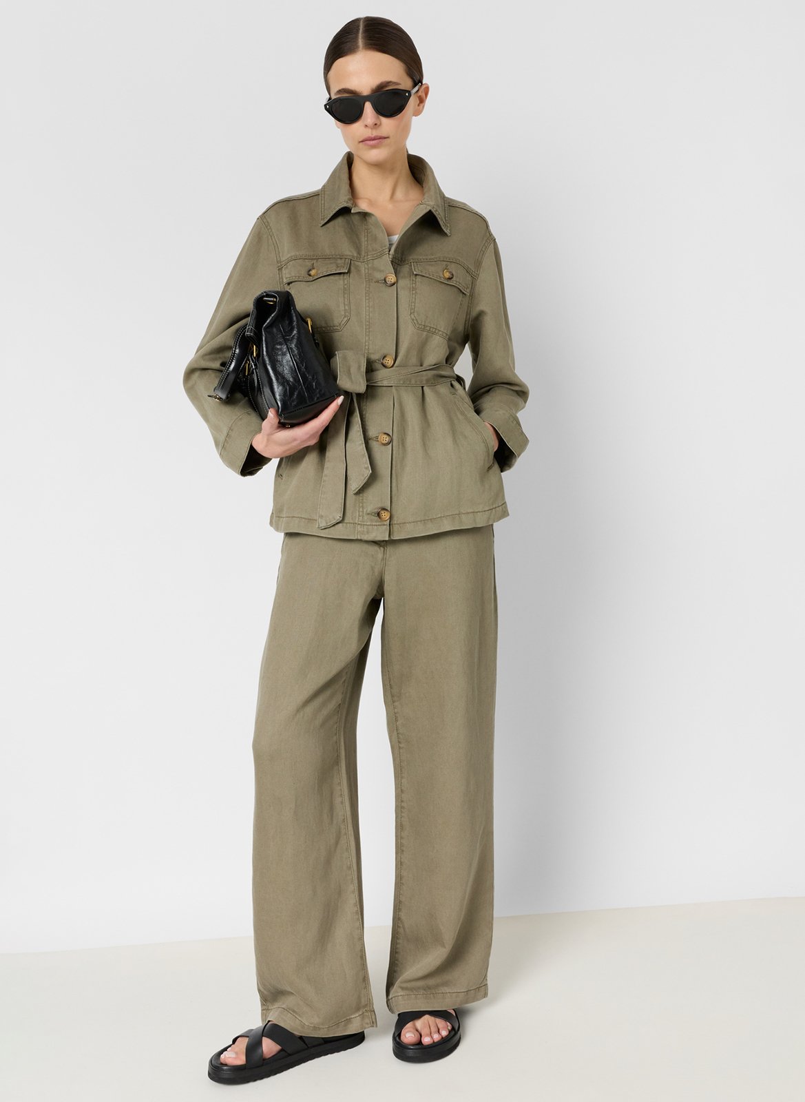 Belted jacket with classic collar GERARD DAREL Khaki