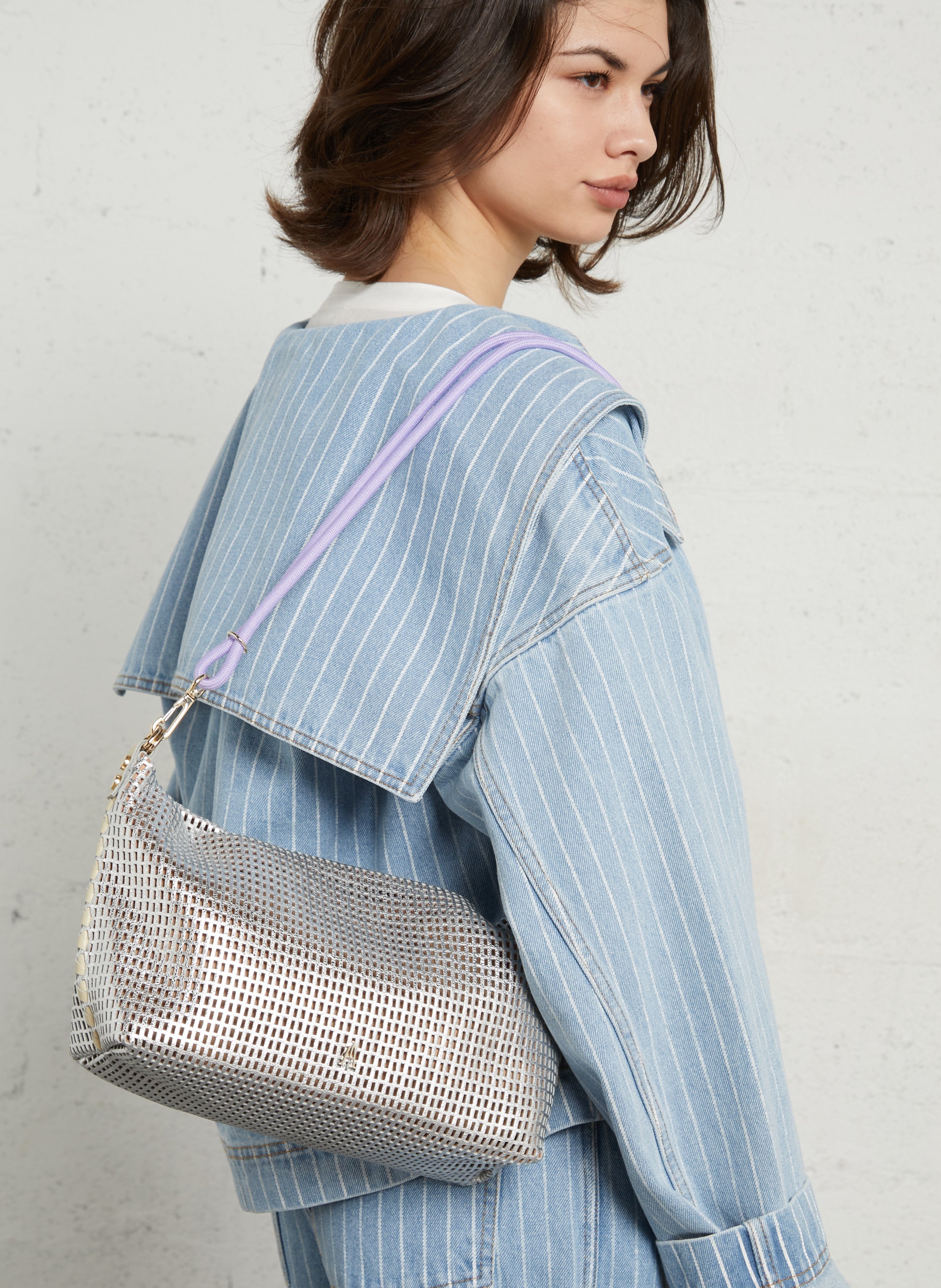 Leather clutch bag CRAIE STUDIO Silver