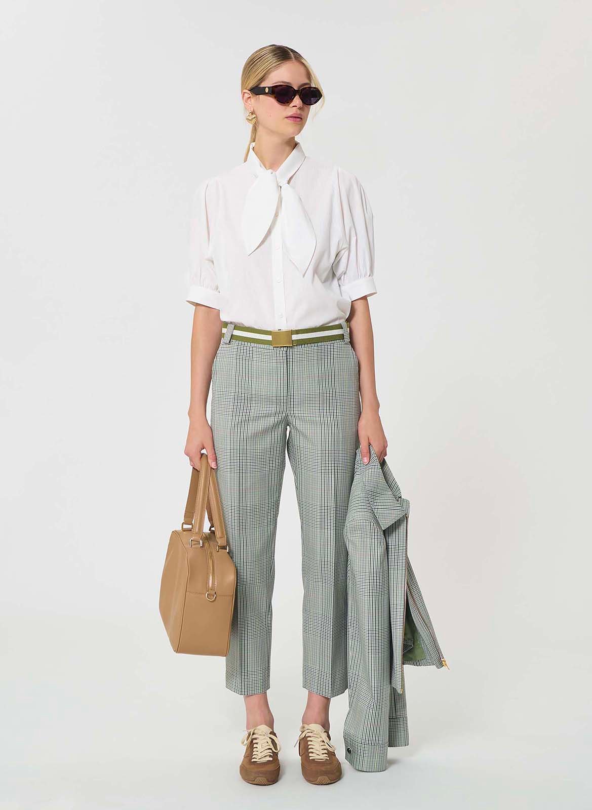 Pantalon carotte 7/8ème à motif TARA JARMON Vert