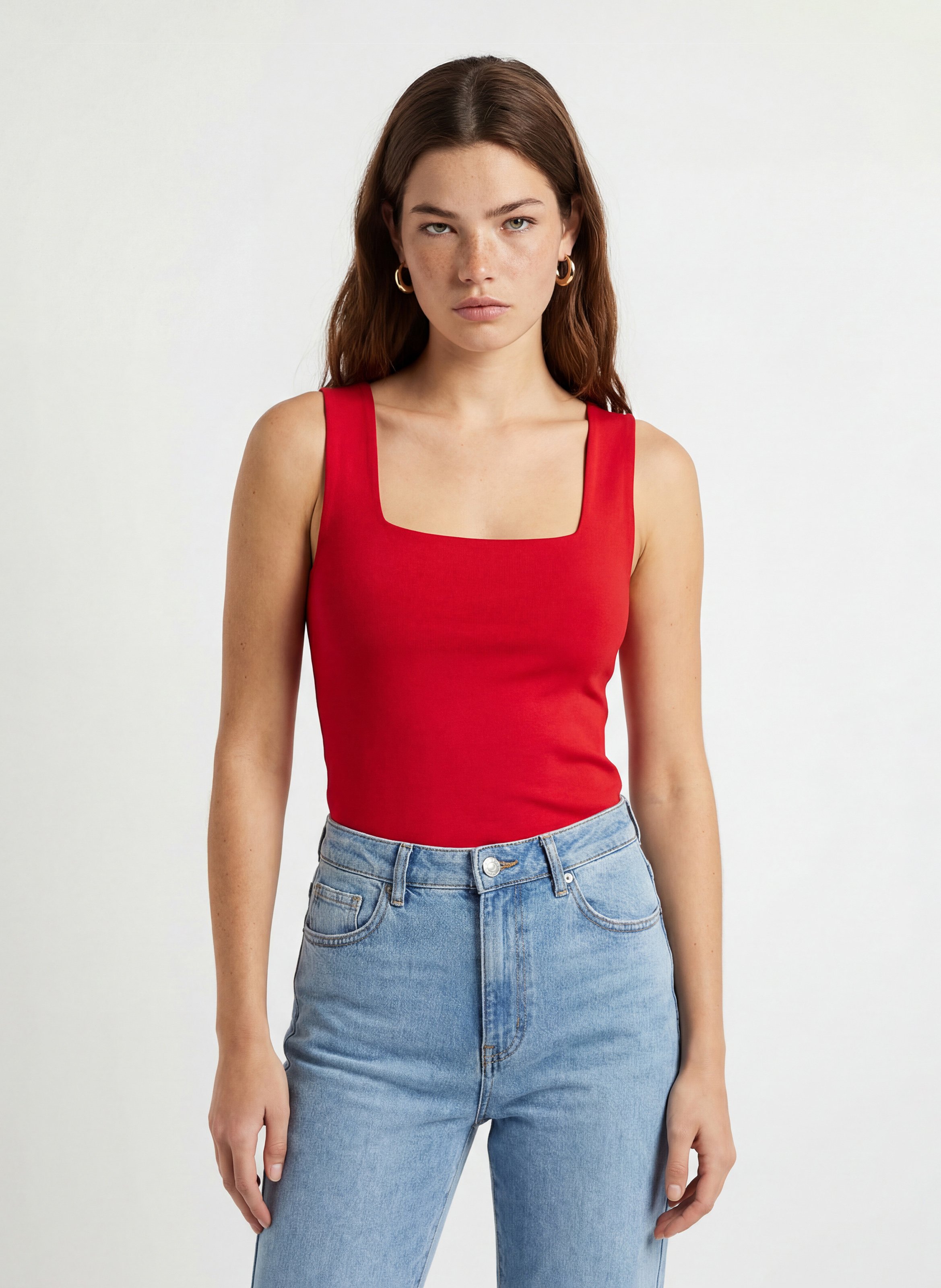 Débardeur droit en coton mélangé KOOKAI Rouge