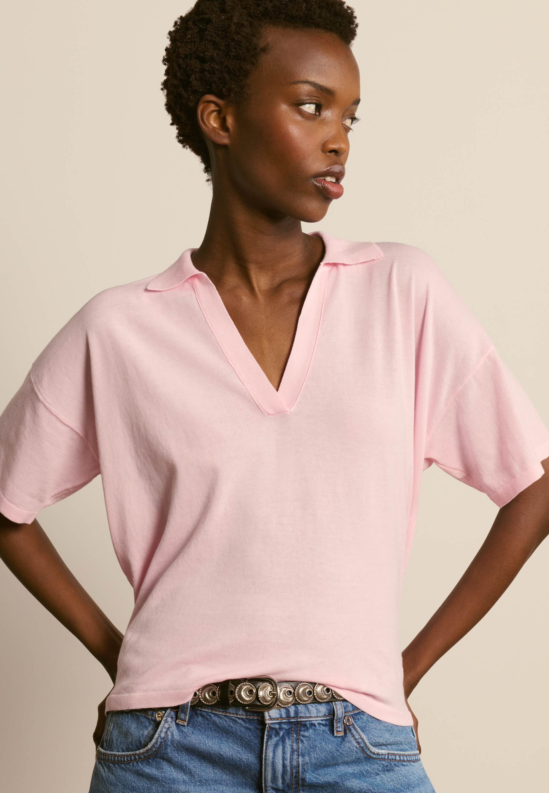 Polo en coton biologique MAISON MONTAGUT Rose