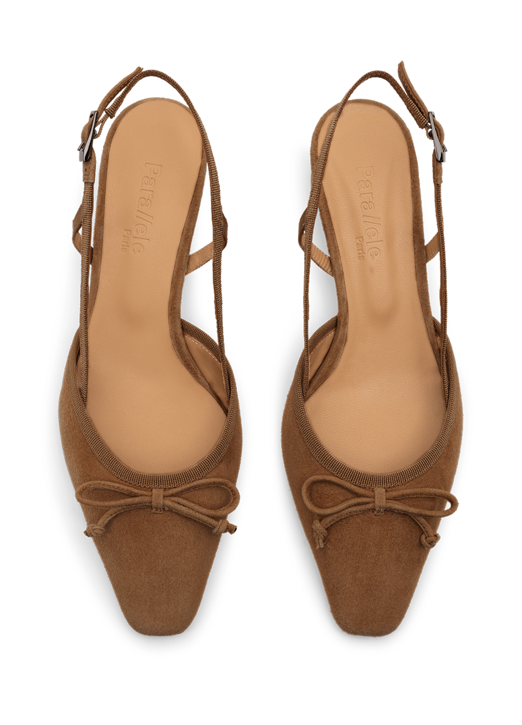 Slingback en cuir velours datte PARALLELE PARIS Marron