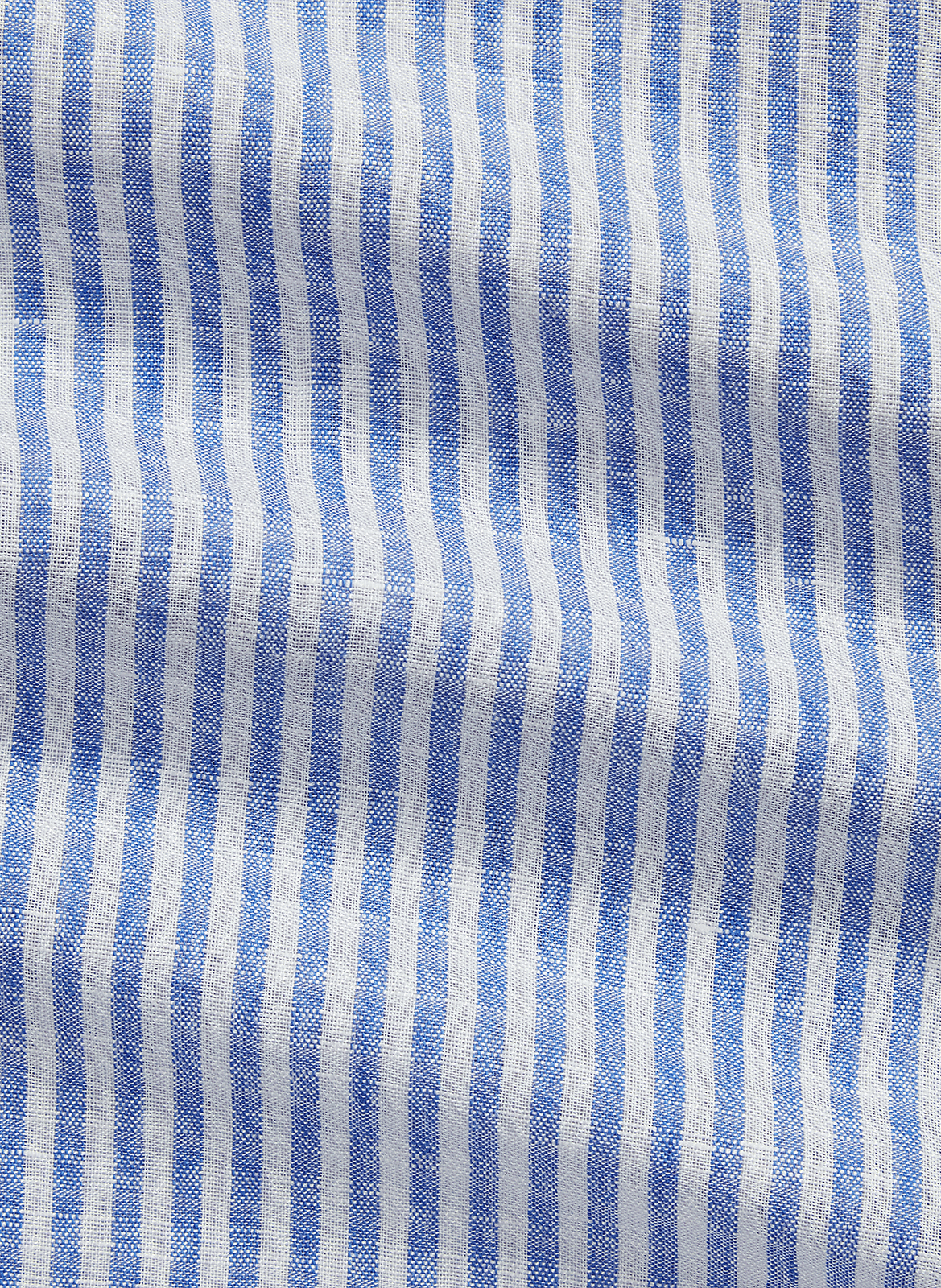 Chemise droite col classique en lin et coton rayé POLO RALPH LAUREN Bleu