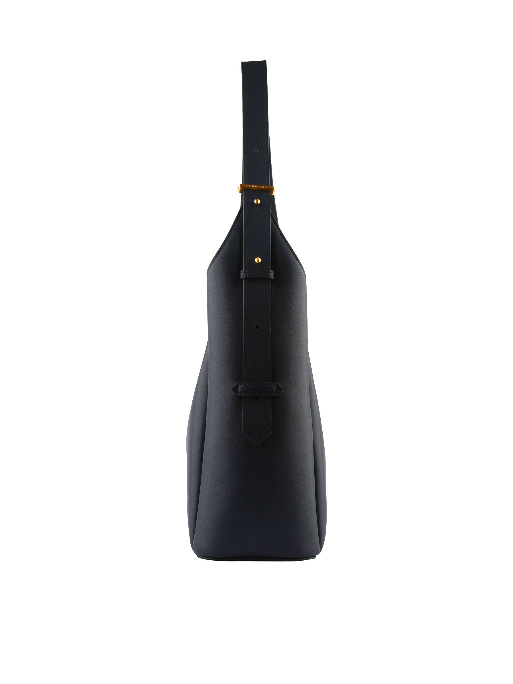 Sac porté épaule en cuir de vachette POURCHET Bleu