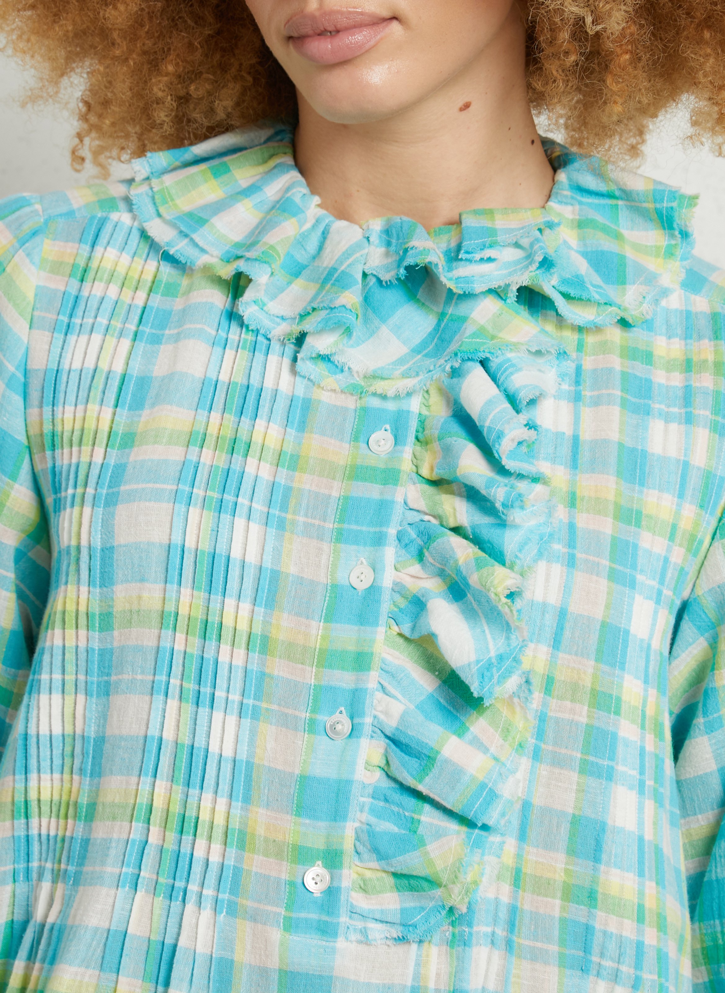 Langes Kleid aus Baumwoll-Mix mit Rundhalsausschnitt LAURENCE BRAS Blau