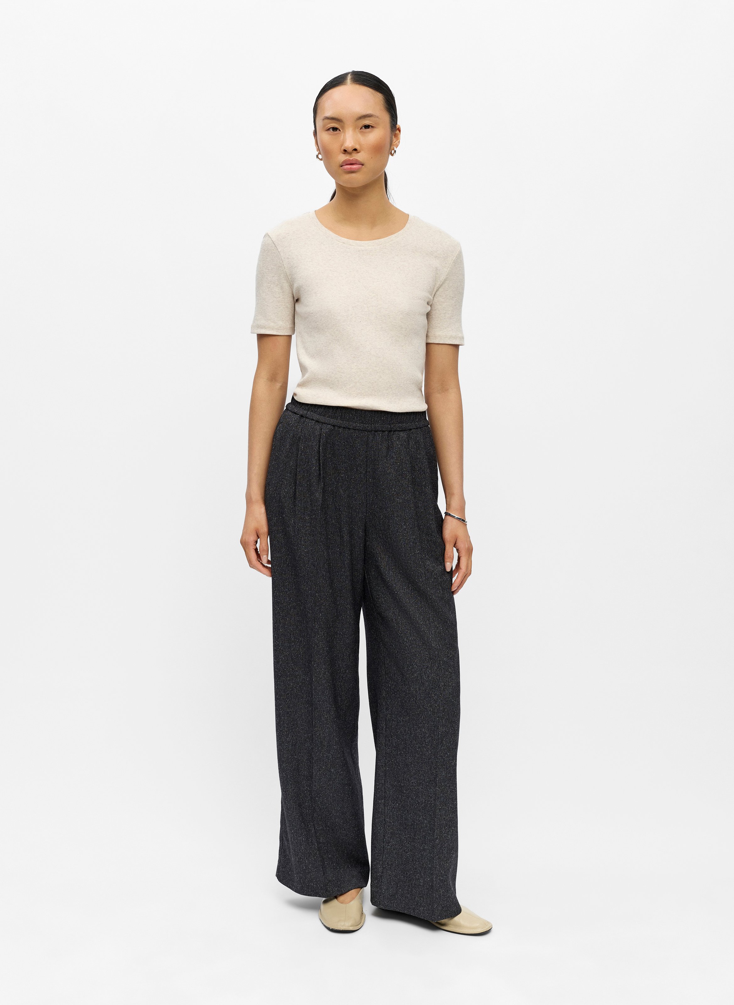 Pantalon droit taille haute OBJECT Noir