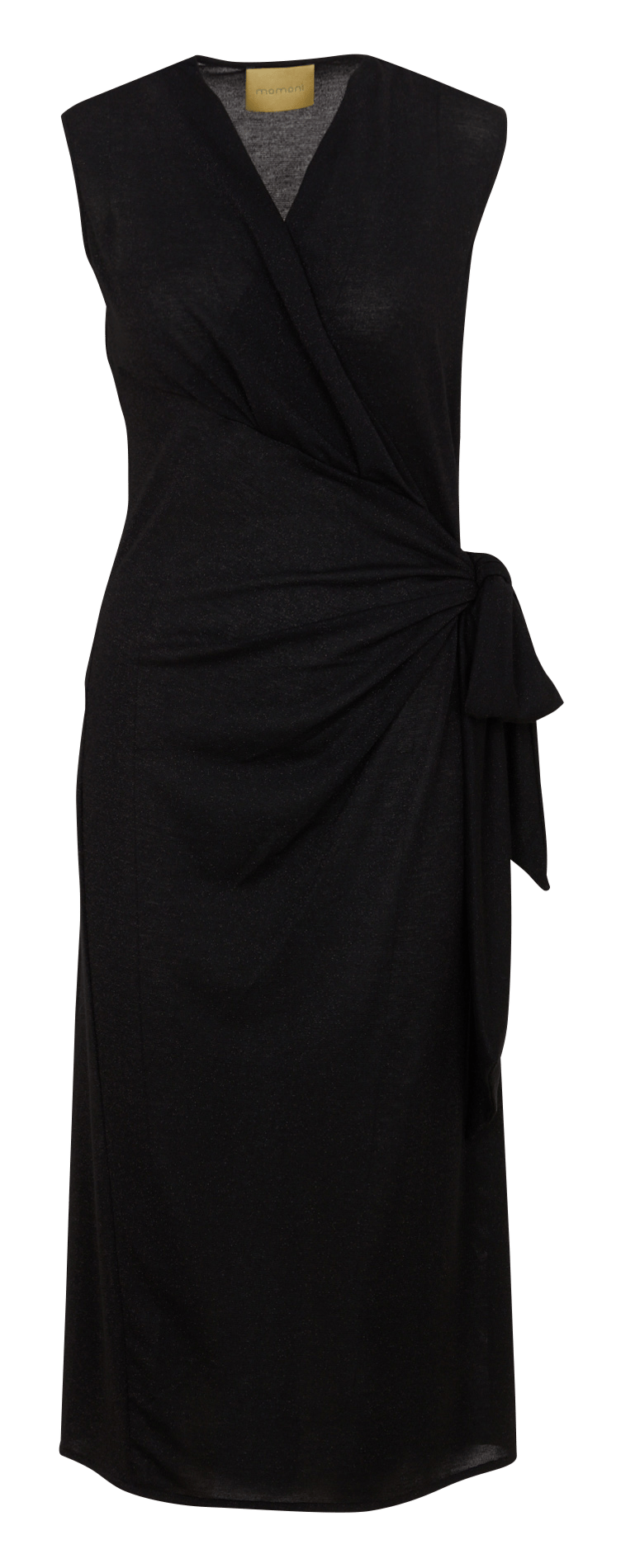 Vestido midi cruzado de punto irisado. MOMONI Negro
