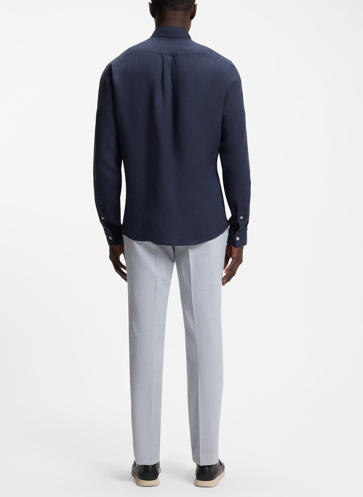 Classic-neck linen shirt BOSS Blue