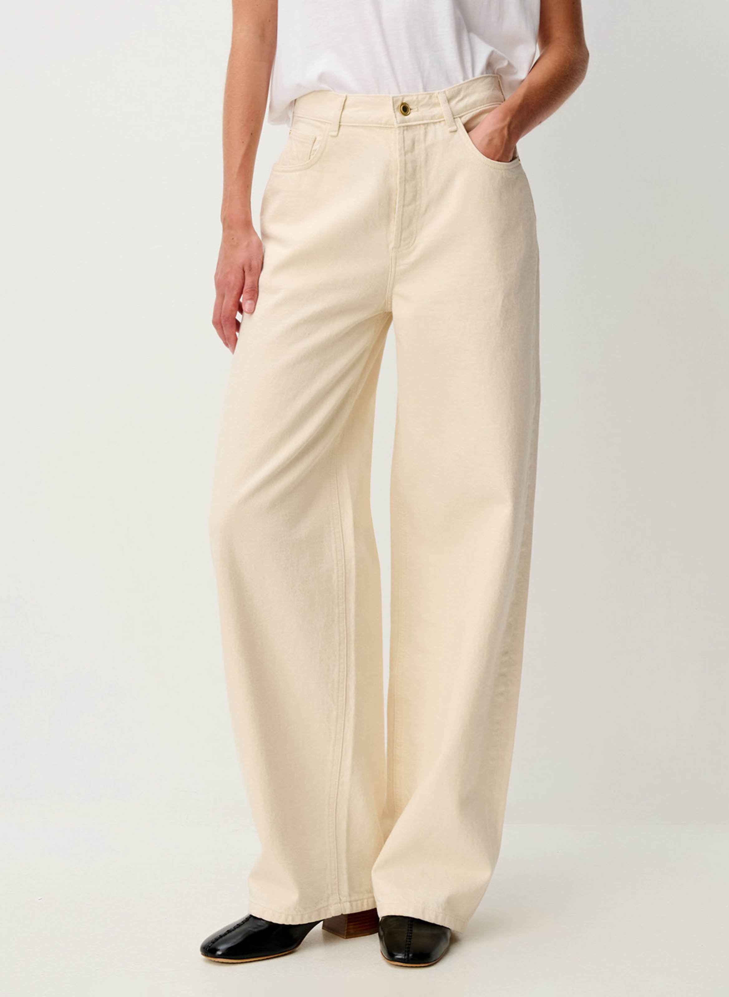 High-rise plain straight jeans SESSUN Beige