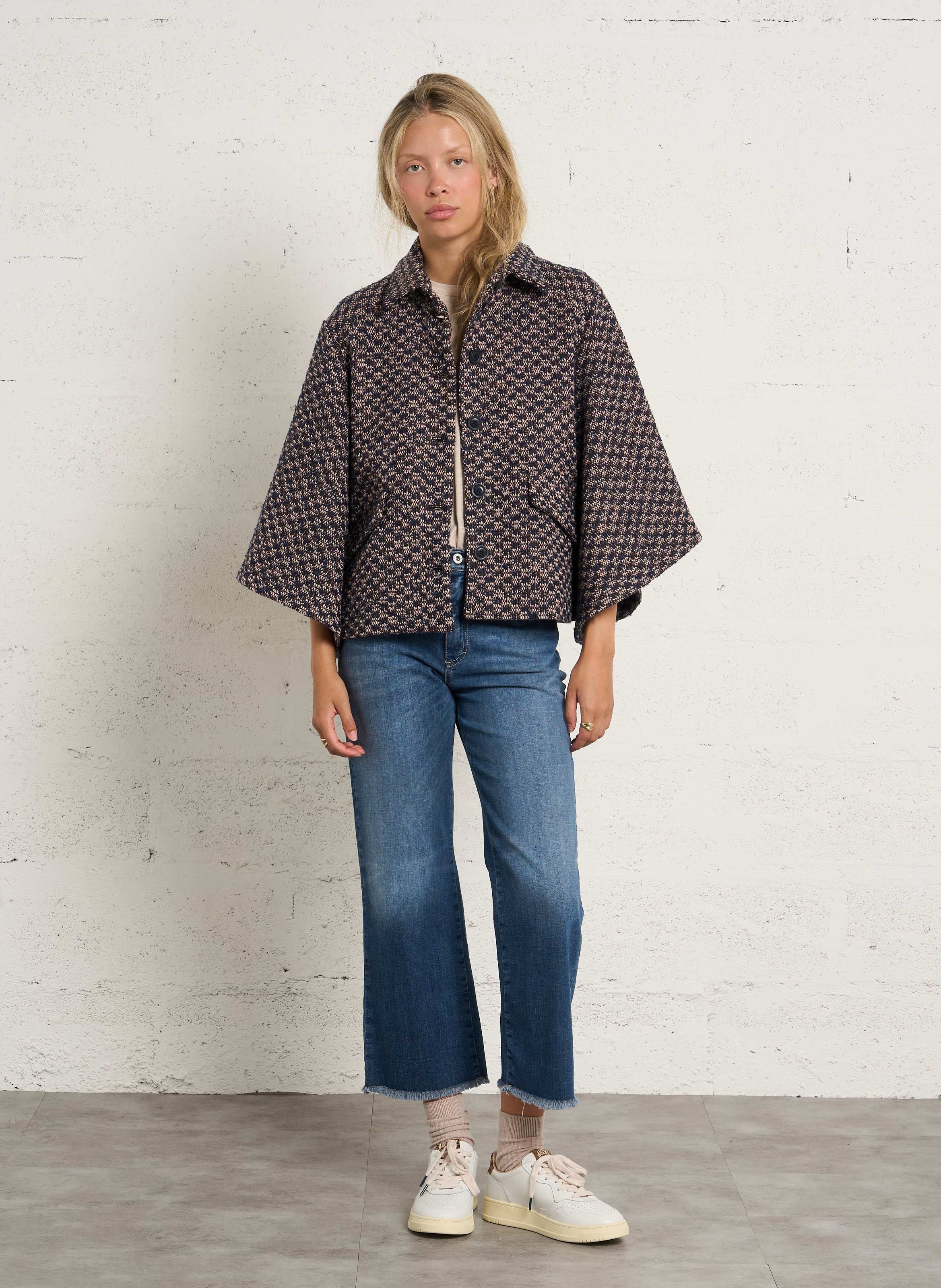 Oversized tweed effect jacket PLEASE Blue