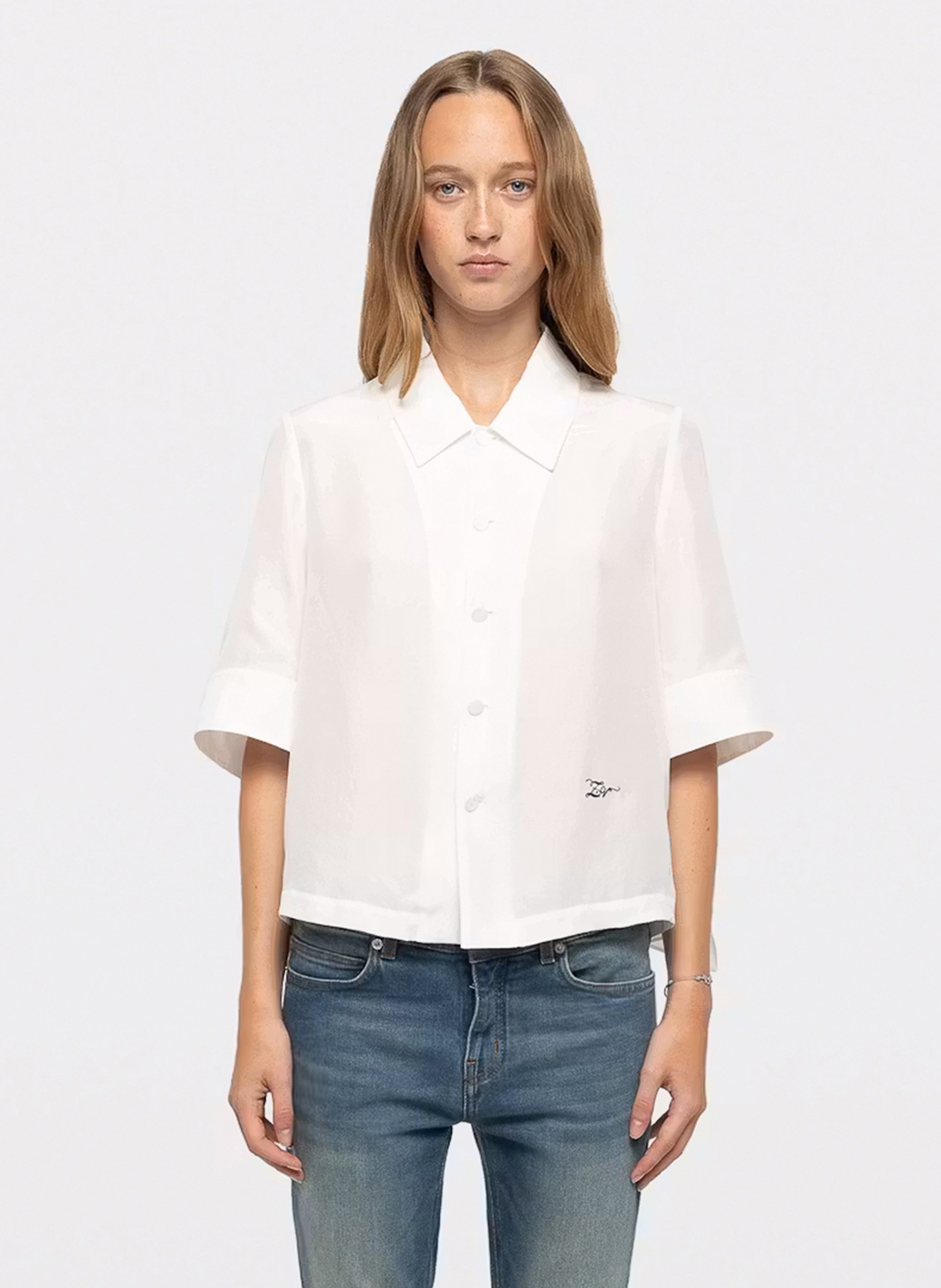 Straight-cut silk shirt with classic collar ZADIG&VOLTAIRE White