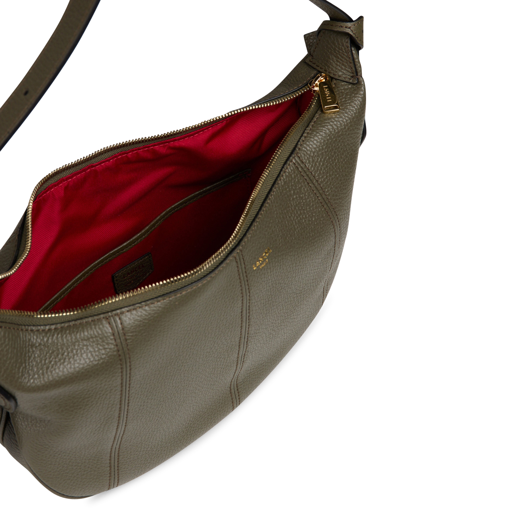 Hobo shoulder bag in leather LANCEL Khaki