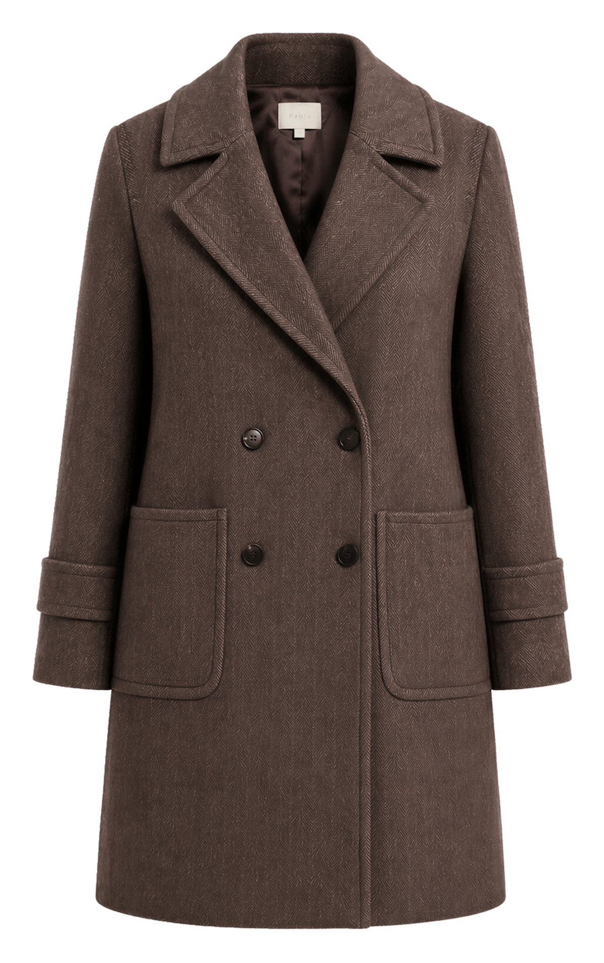Manteau col tailleur en laine mélangée PABLO Marron