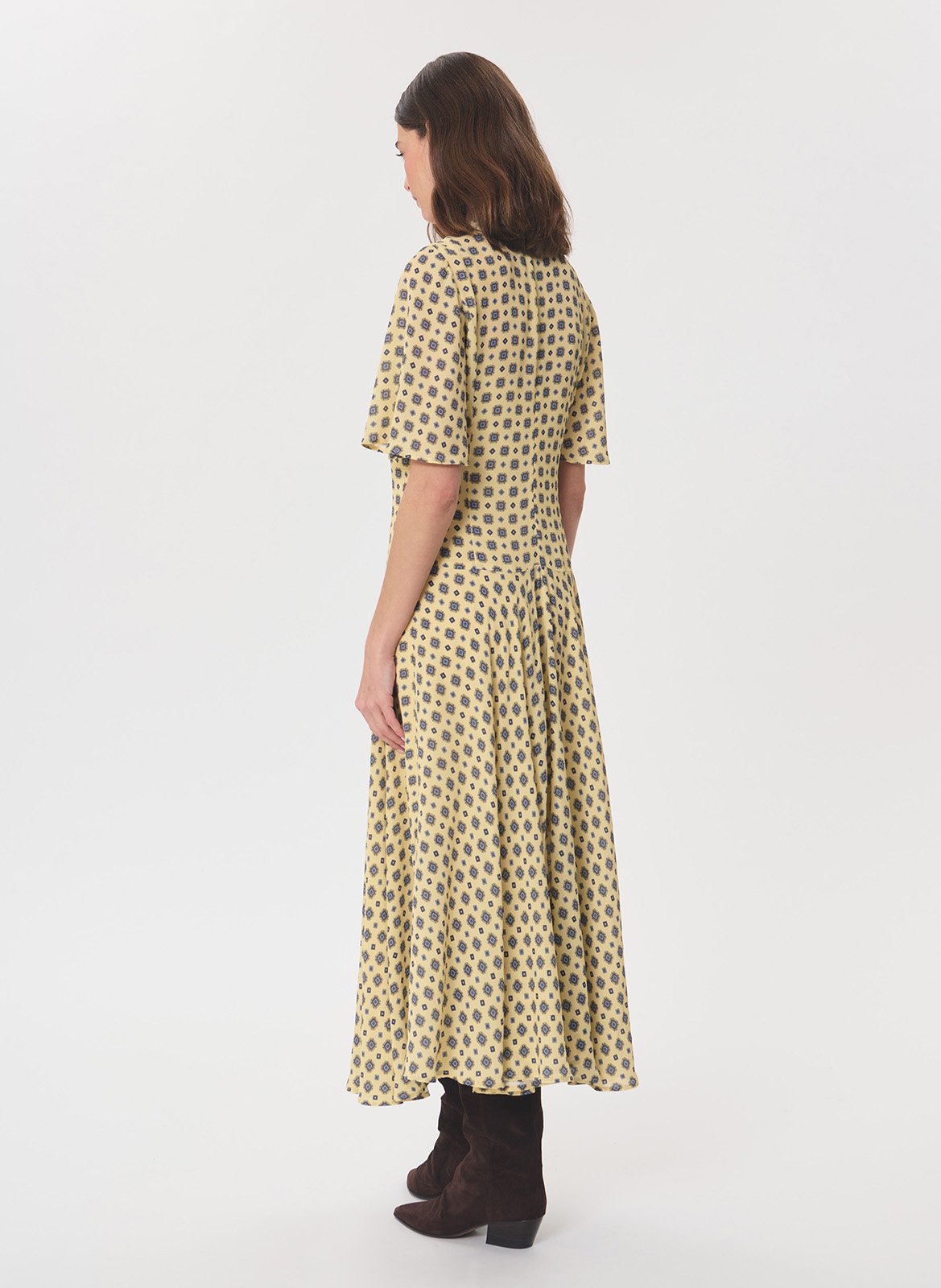 Robe longue col V imprimé pois TARA JARMON Jaune