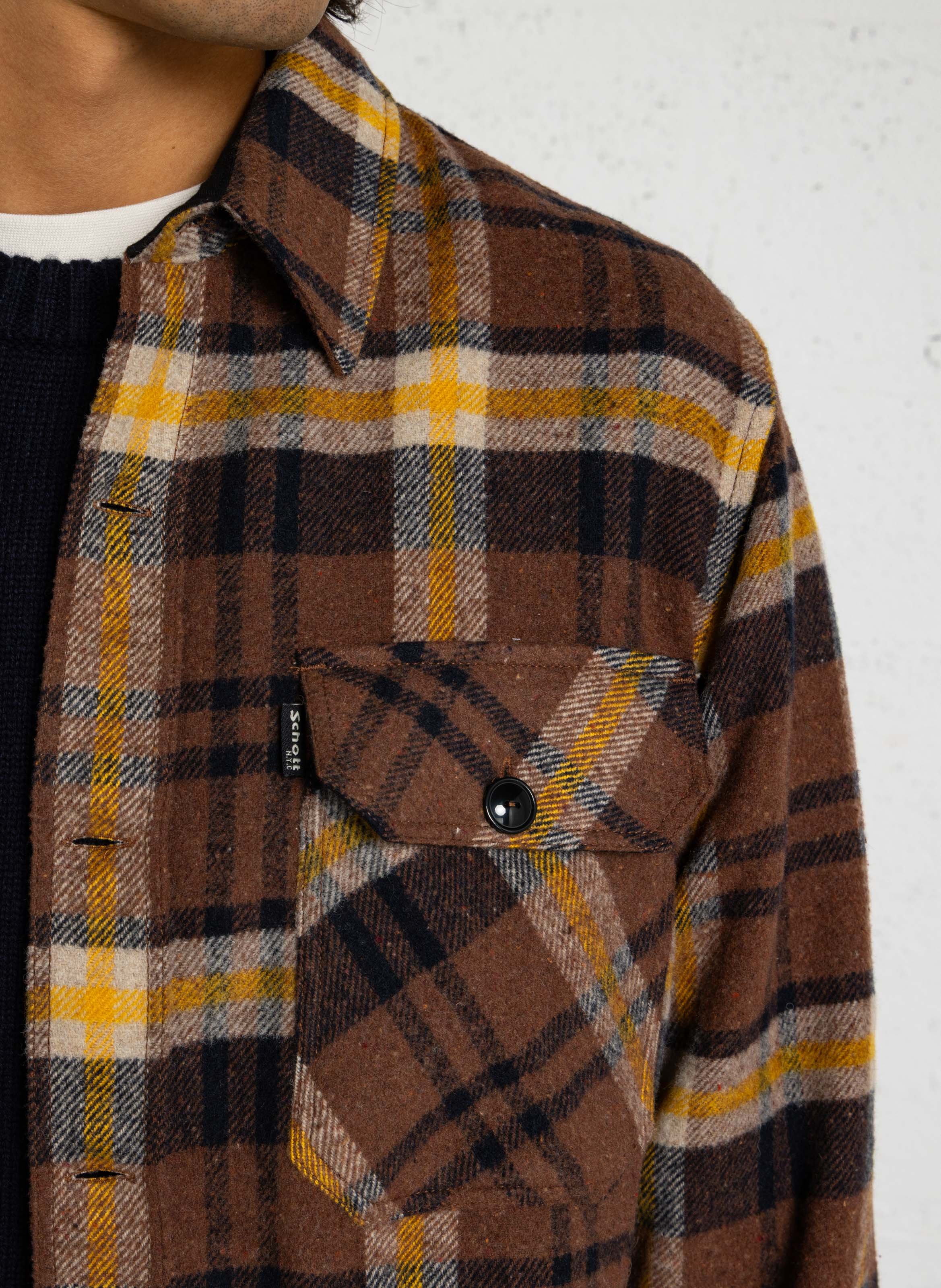 Checked overshirt SCHOTT Brown