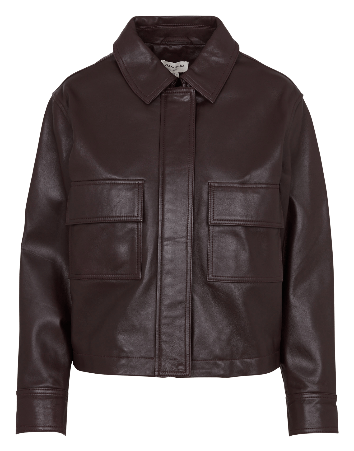 Veste droite unie en cuir MAISON 123 Rouge