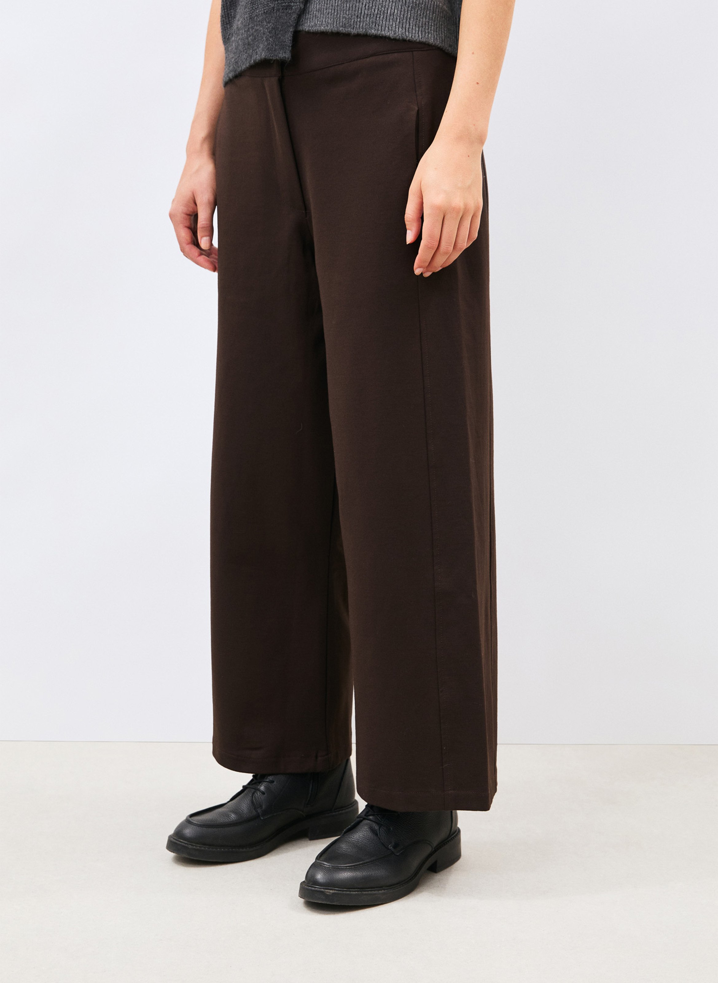 Pantalon large taille haute HUMILITY Marron