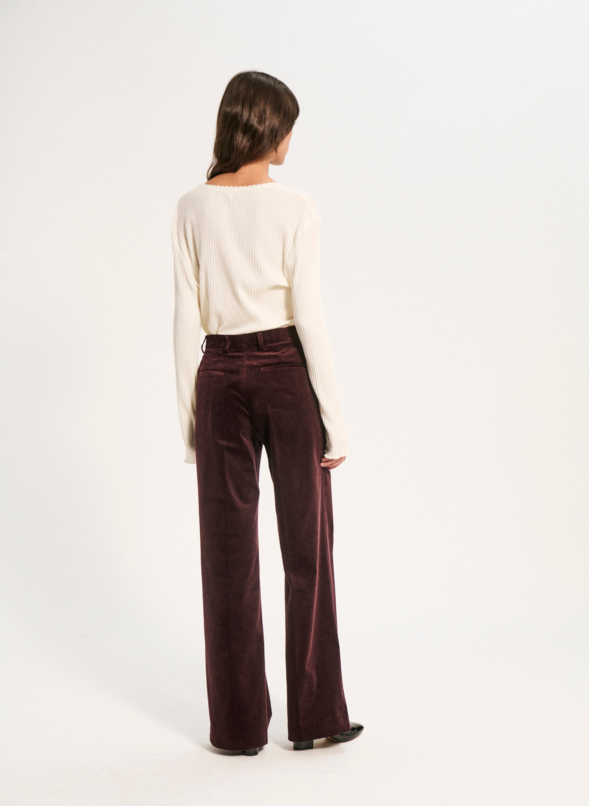 Pantalon droit en coton mélangé PABLO Rouge