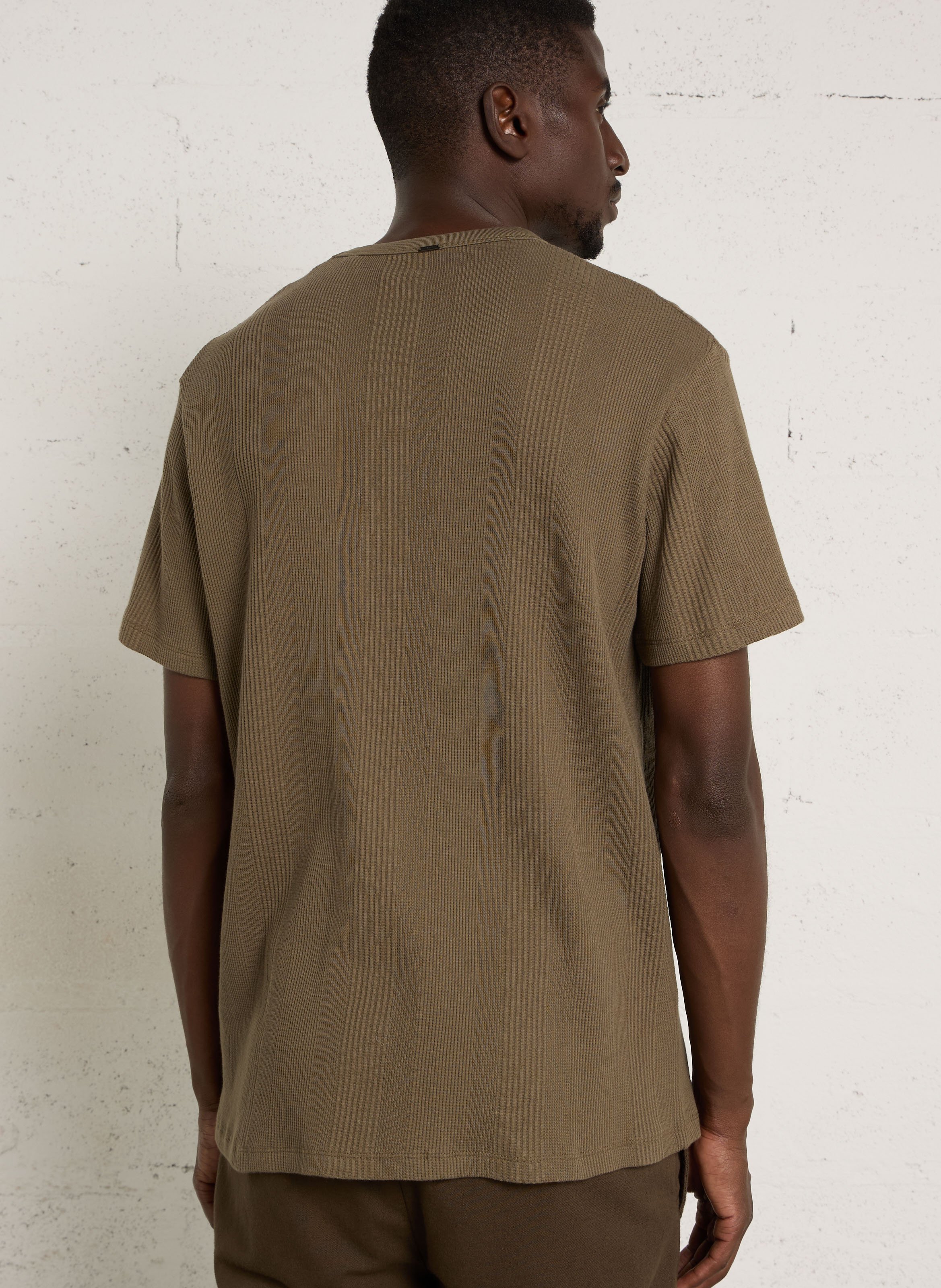 Geripptes, einfarbiges T-Shirt IKKS Khaki