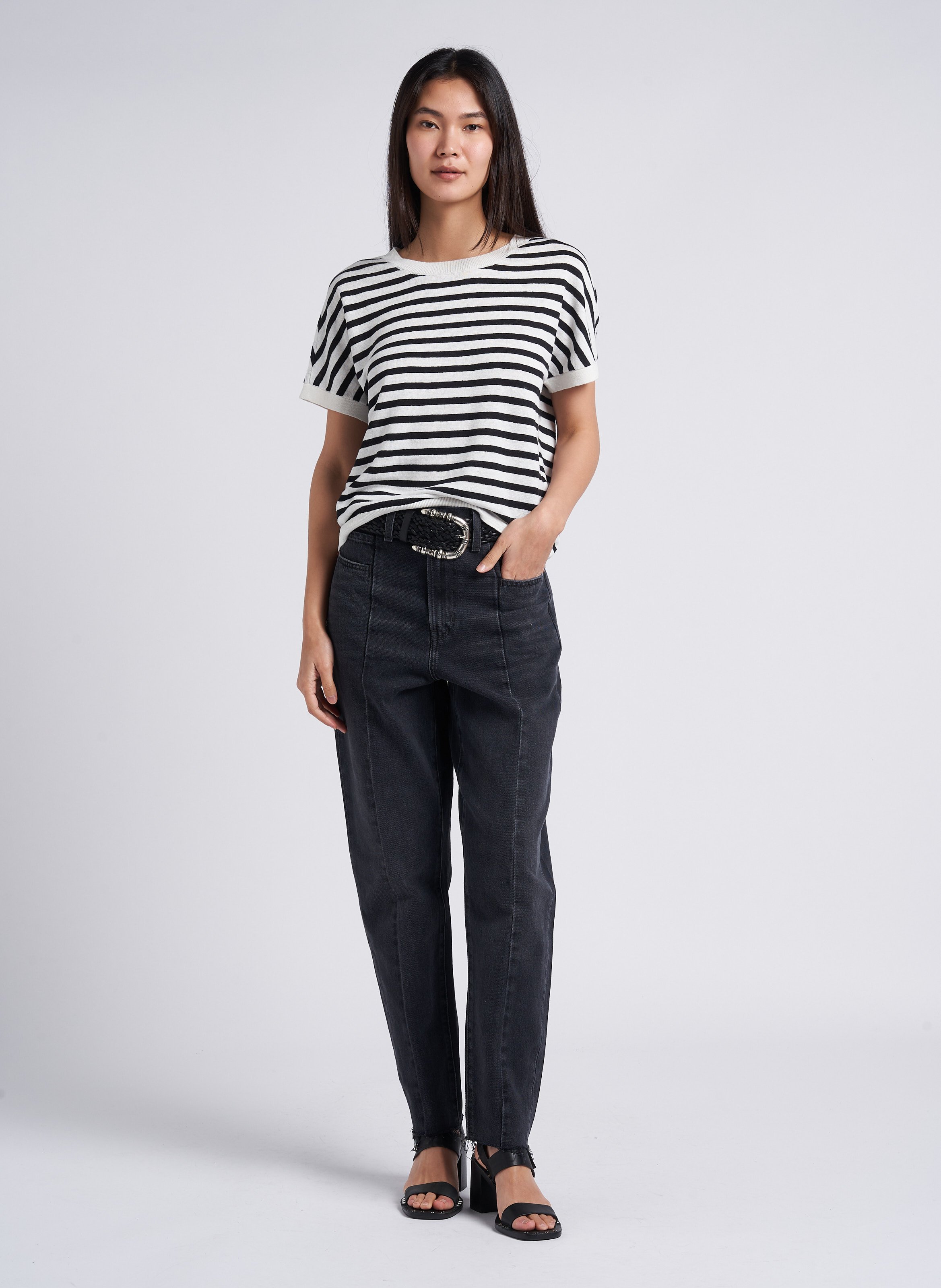 Jean mom taille haute en coton LEVI'S Noir